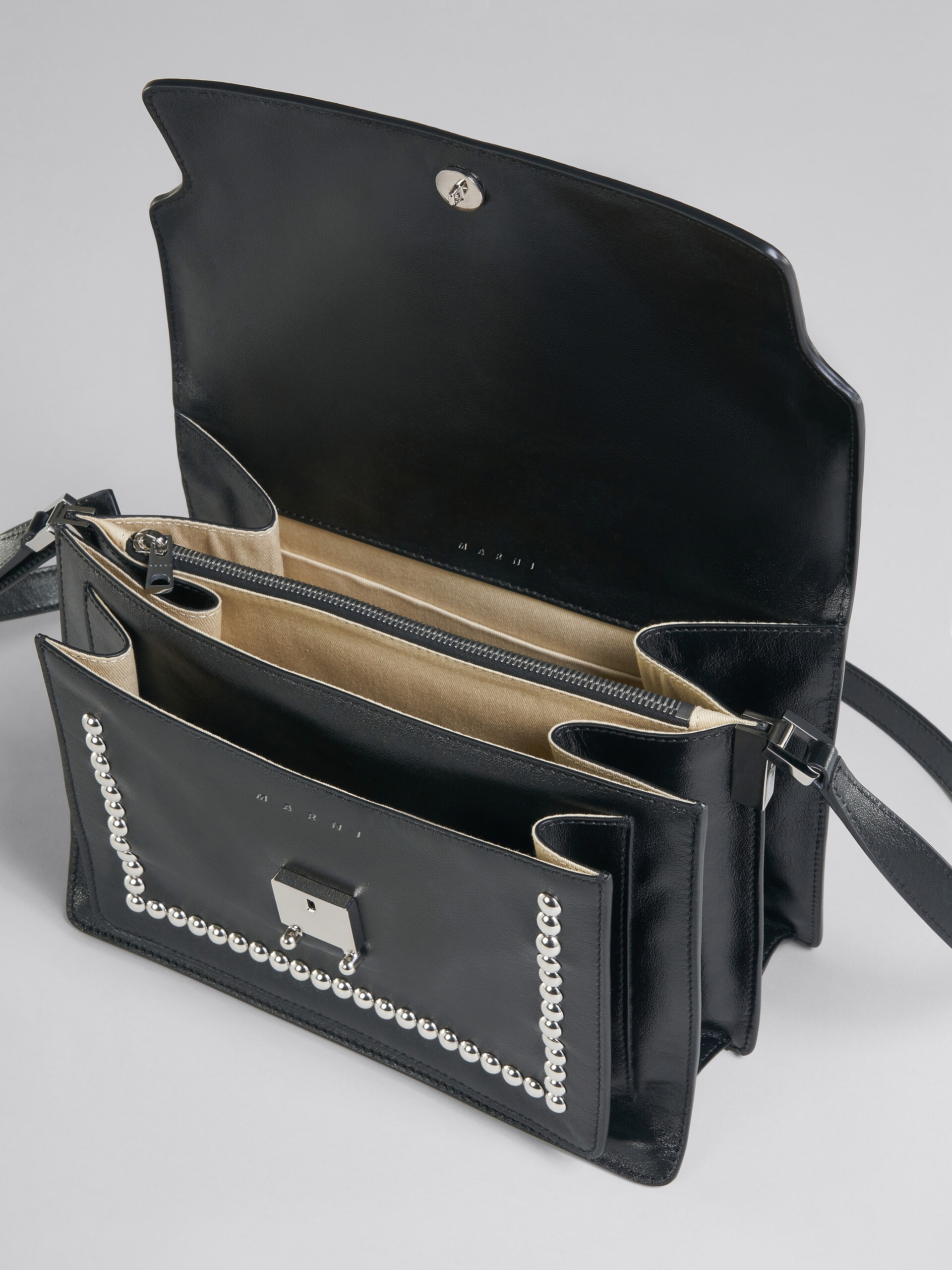 Trunk Soft Large Bag in black leather with studs - Shoulder Bag - Image 4
