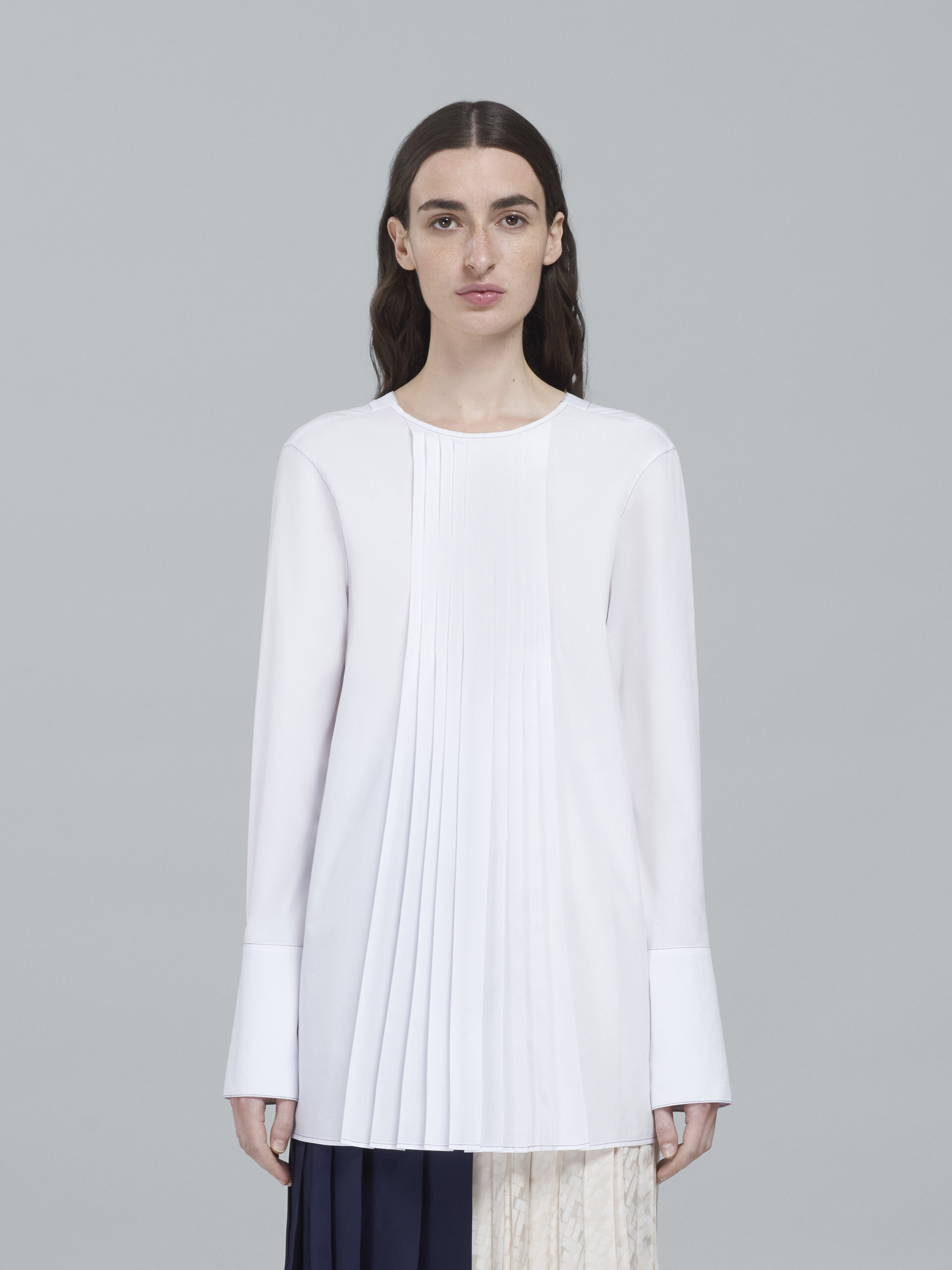 Camicia girocollo in popeline bianco - Camicie - Image 2