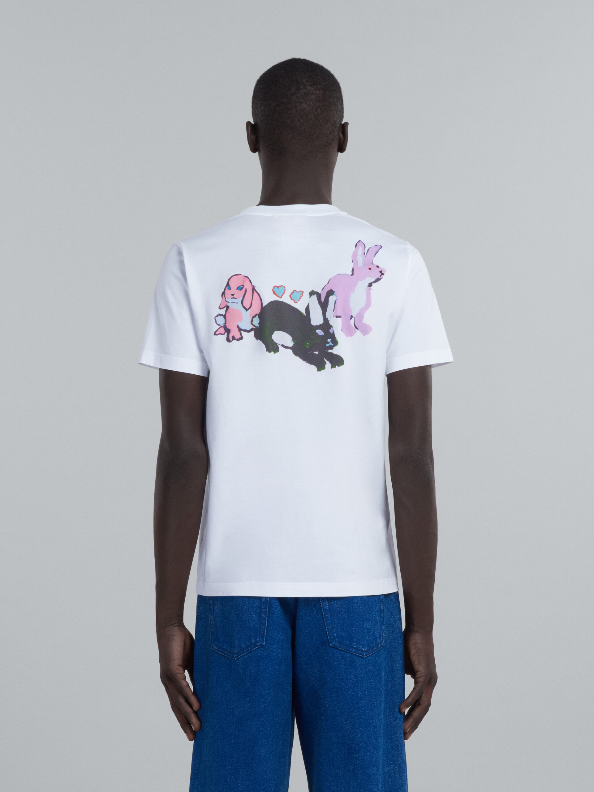 White bio cotton T-shirt with rabbit graphics - T-shirts - Image 3