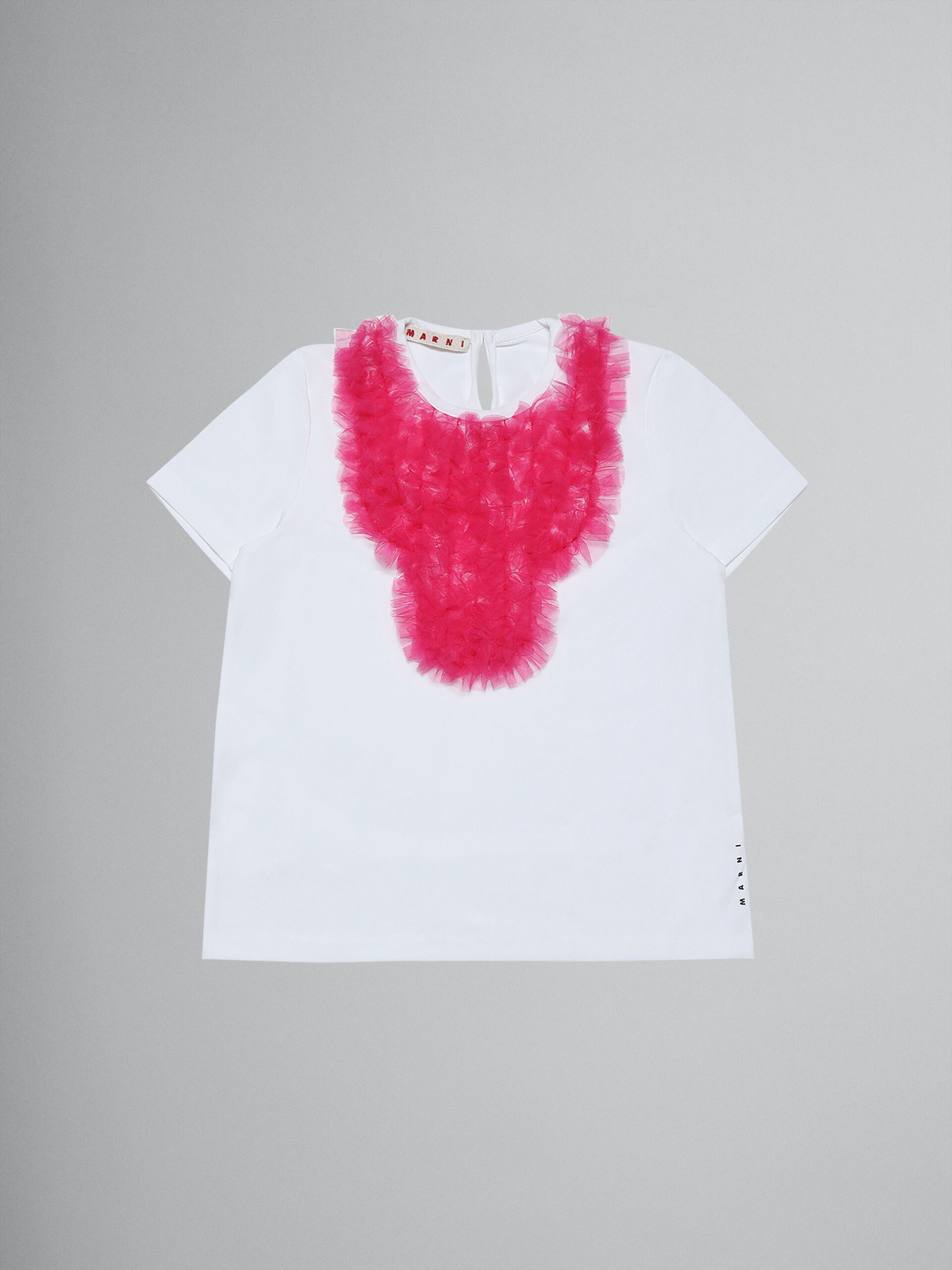 Stretch cotton jersey and tulle T-shirt - T-shirts - Image 1