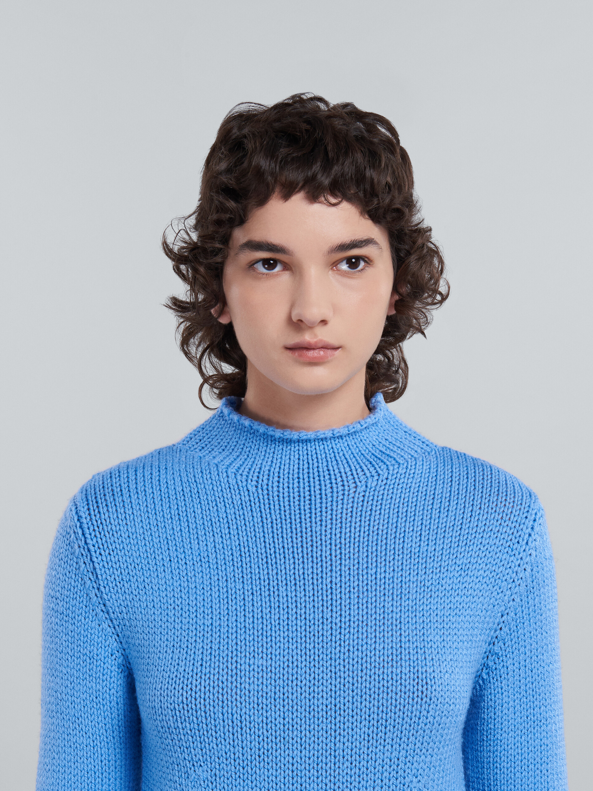 Light blue wool sweater with logo - Pullovers - Image 4