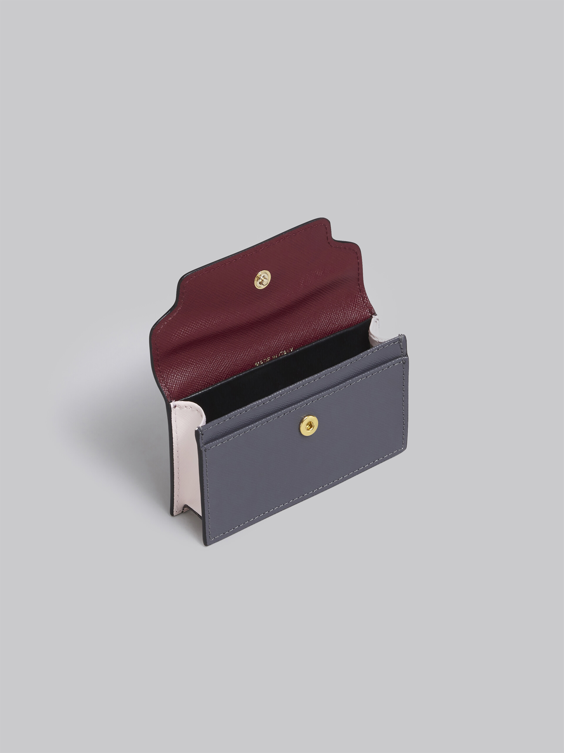 Porte-cartes en cuir saffiano rouge, rose et gris - Portefeuilles - Image 2