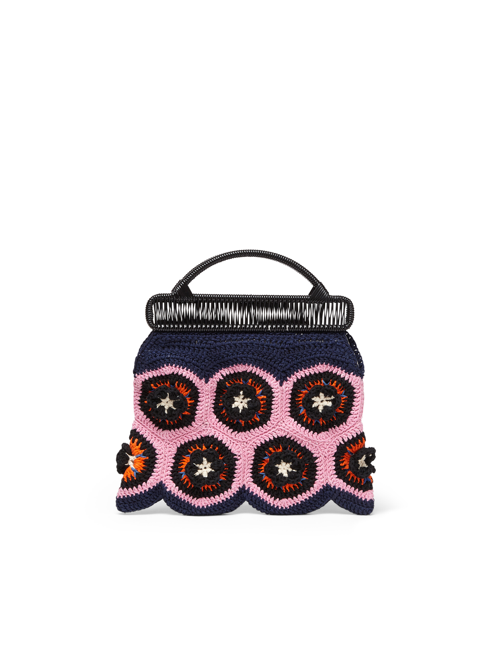 Borsa cerniera MARNI MARKET con motivo floreale in cotone crochet rosa e blu - Arredamento - Image 3