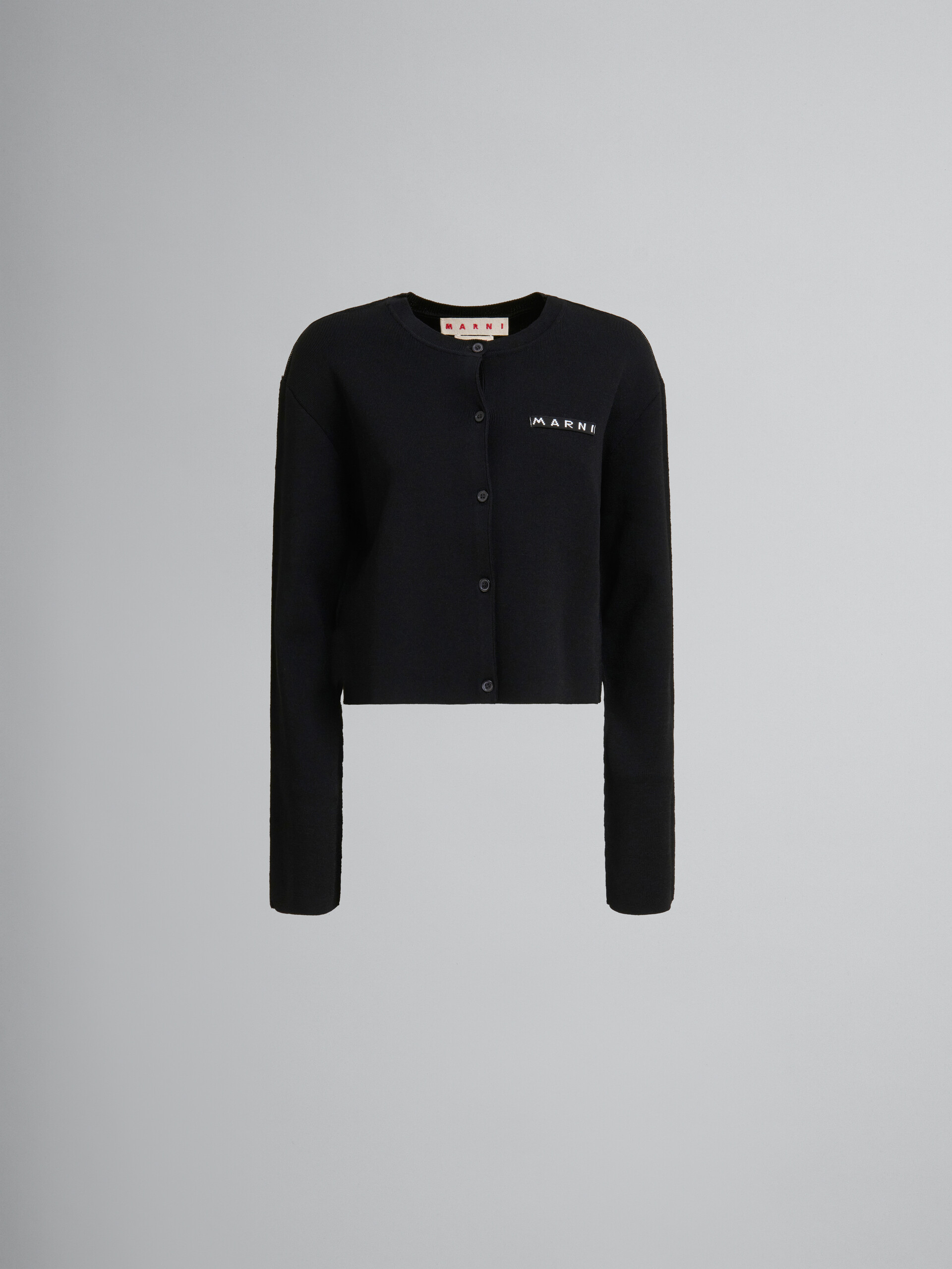 Schwarzer Cardigan mit unterschiedlichen Seiten aus Viskose - Pullover - Image 1