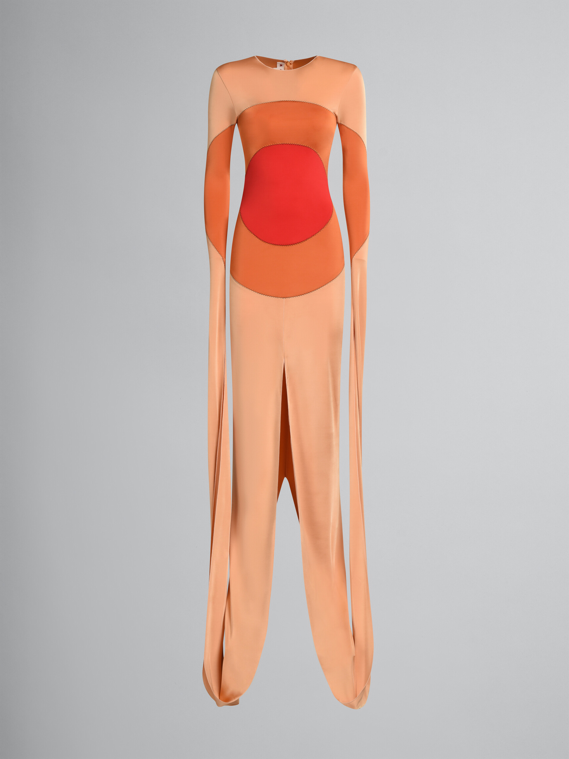 Orange jersey bodycon dress with intarsia - Dresses - Image 1