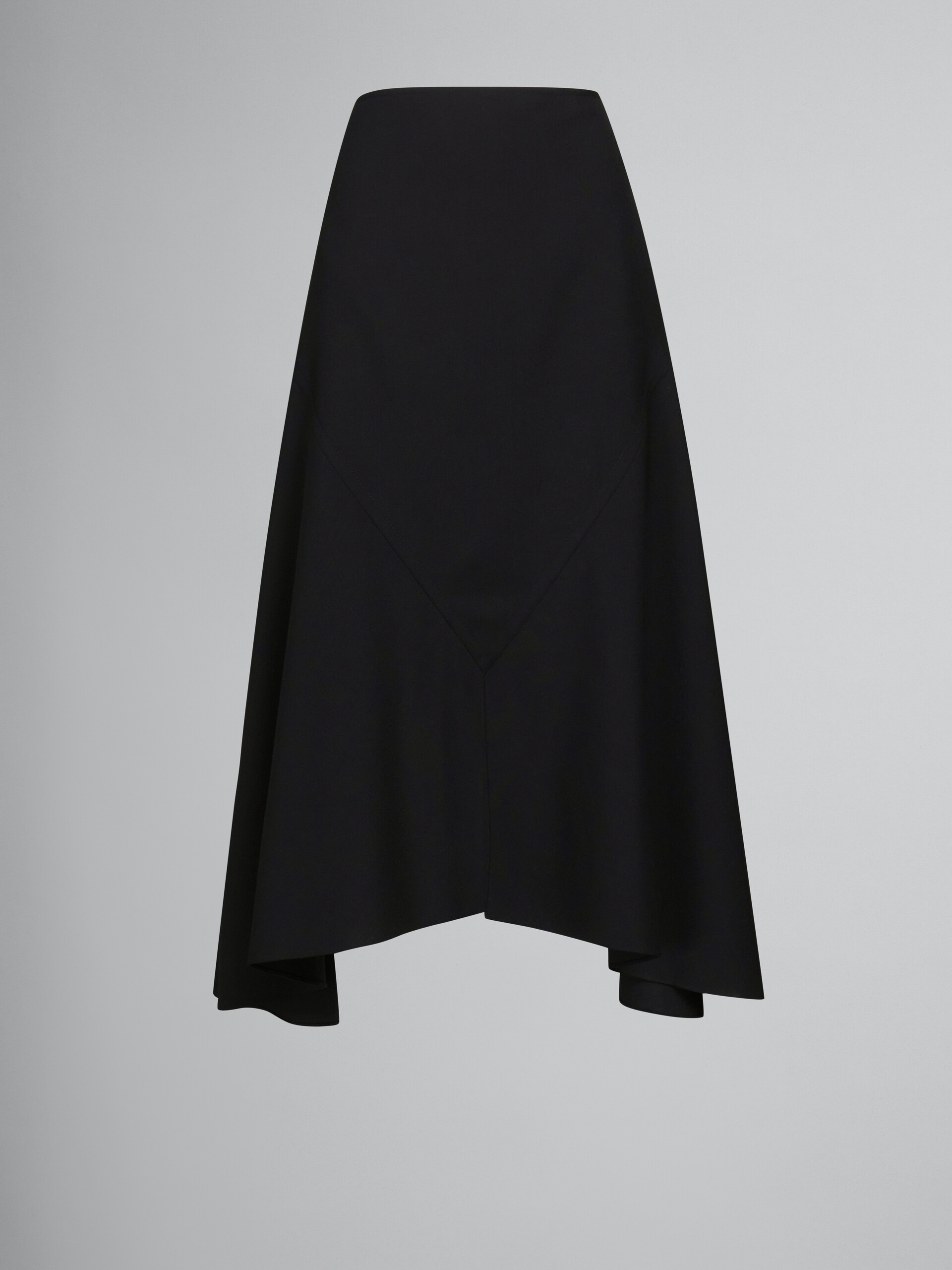 ブラック アシンメトリーヘム ウールスカート - スカート - Image 1