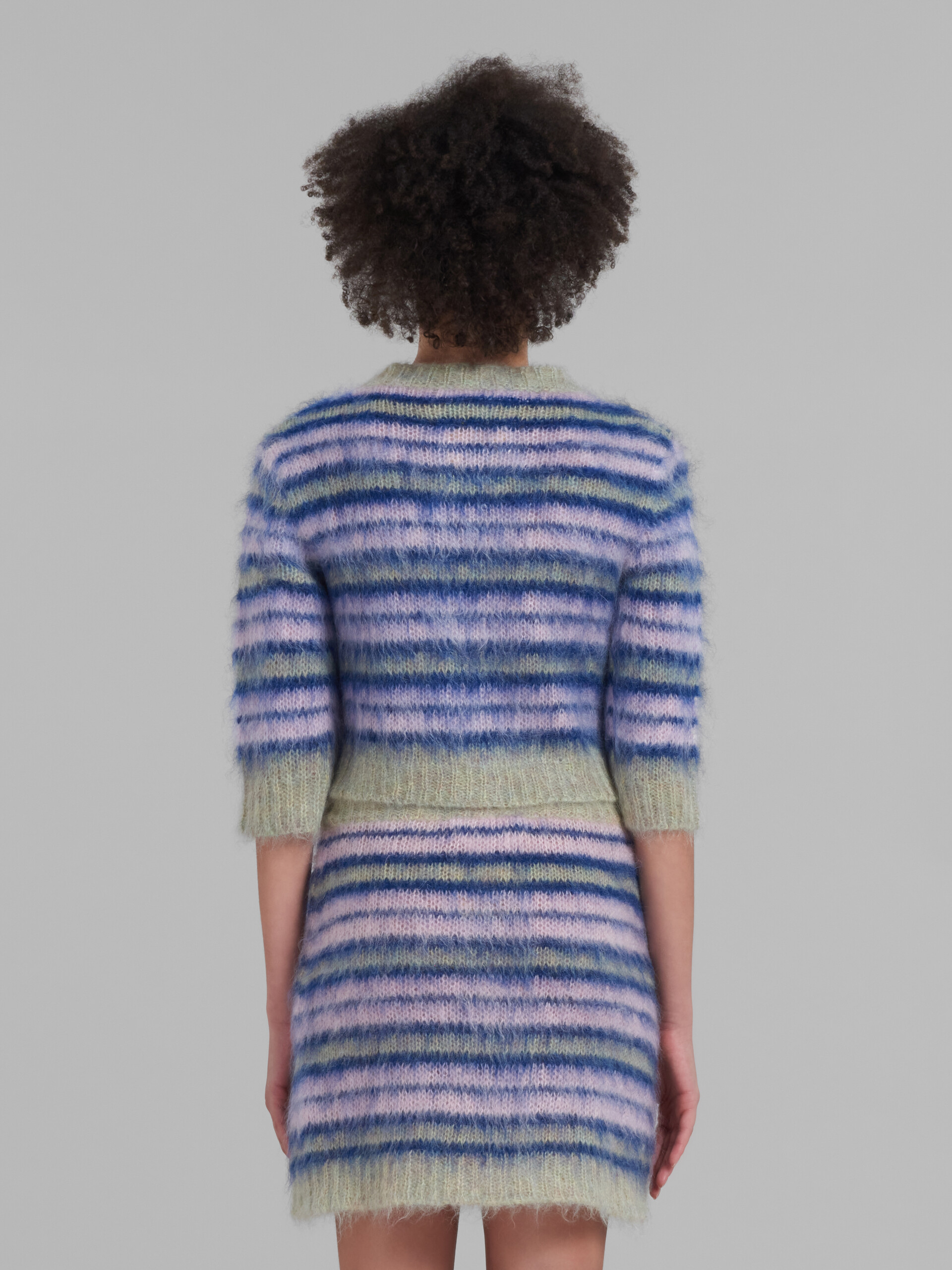 Cropped mohair cardigan with lilac stripes - Pullovers - Image 3