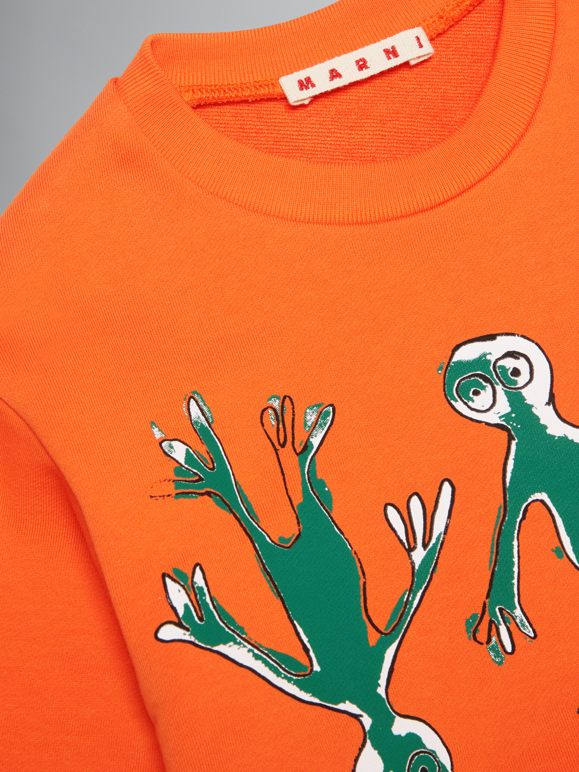 オレンジ Frogプリント クルーネック スウェットシャツ - ニット - Image 3