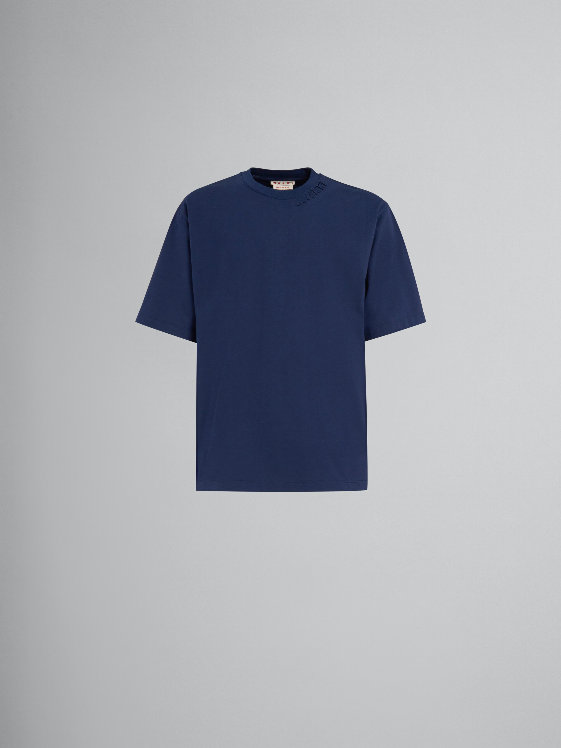 Blue organic cotton oversized T-shirt with Marni patches - T-shirts - Image 1