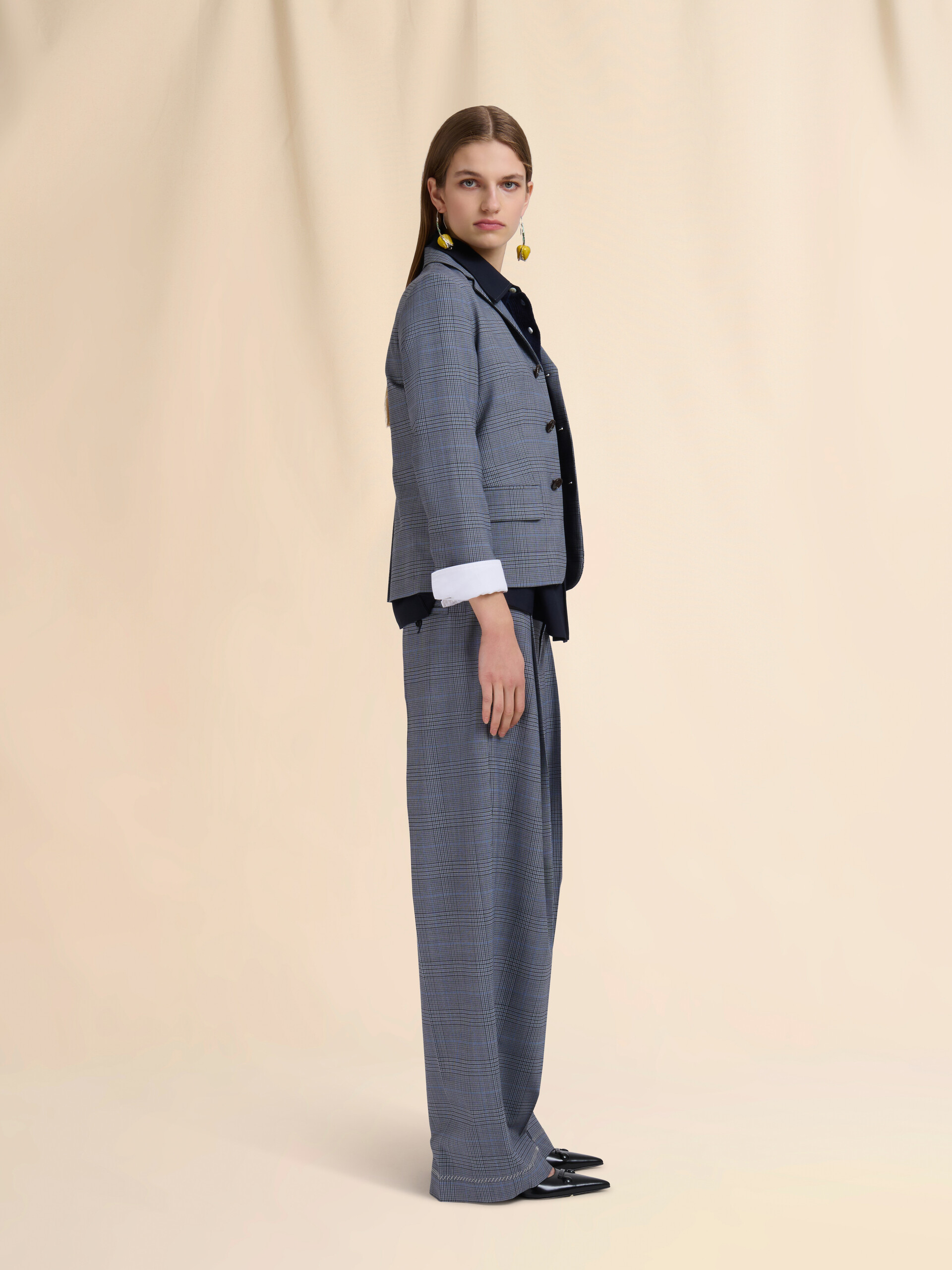 Blue wool trousers with Prince of Wales check - Pants - Image 5