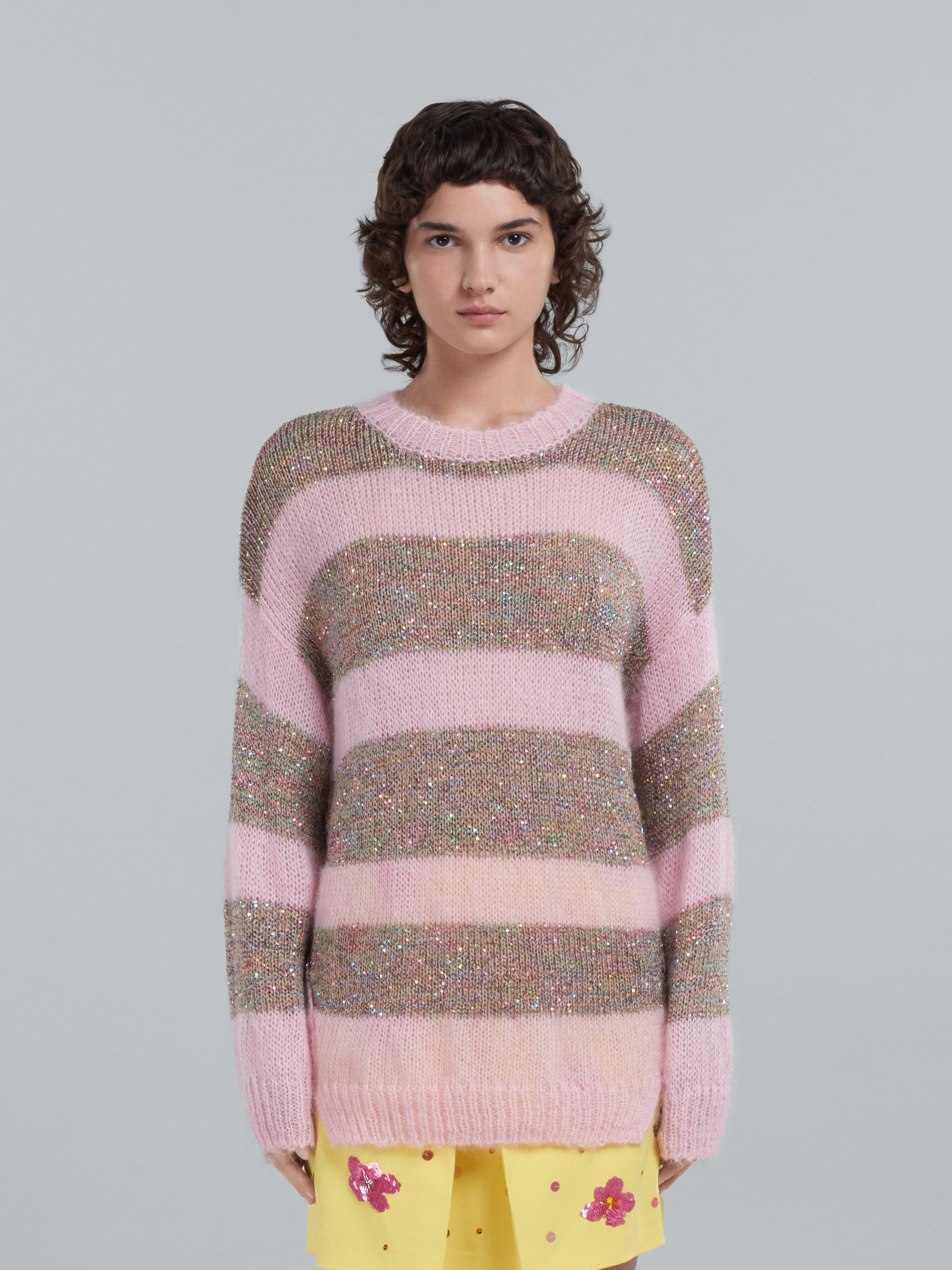 Sweater in striped pink mohair and wool - Pullovers - Image 2