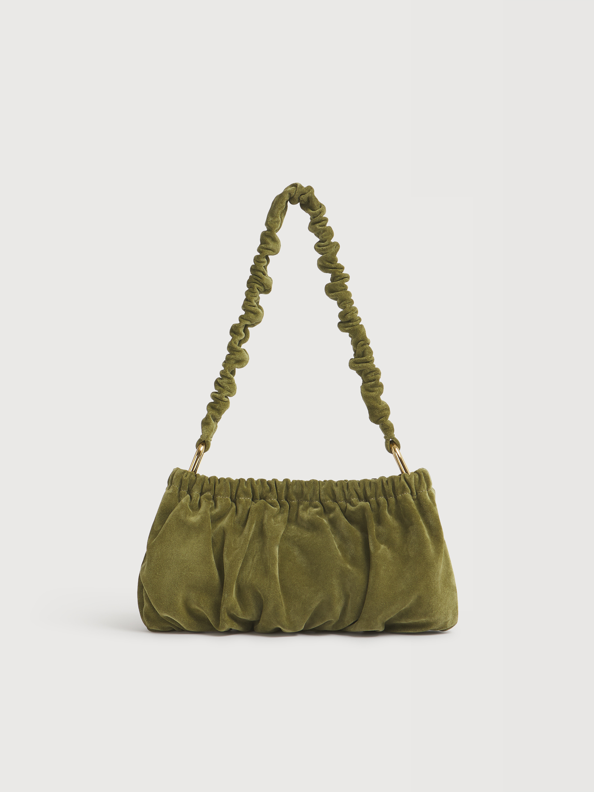 Green suede Ruffles clutch bag - Shoulder Bag - Image 4