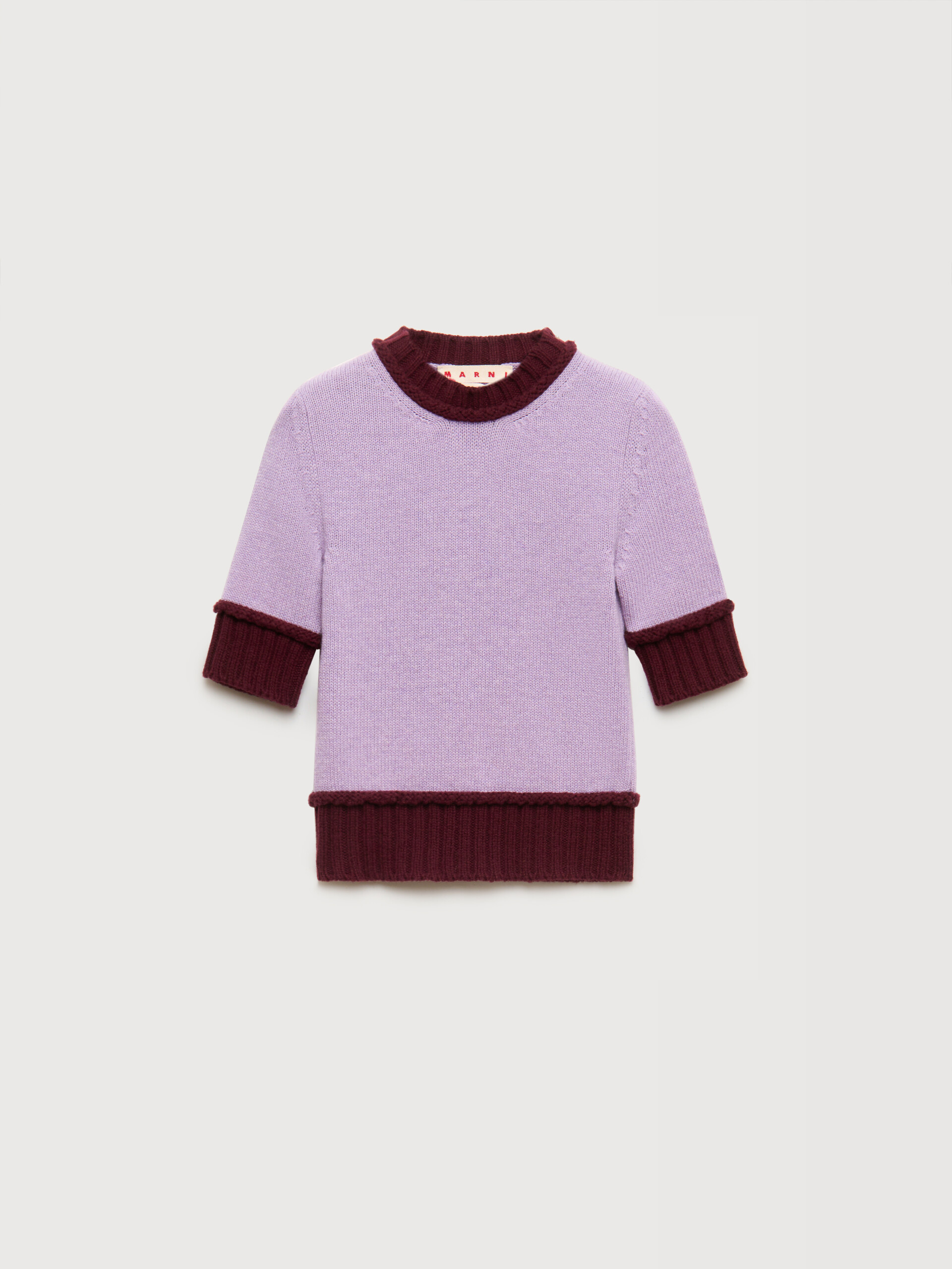 Purple wool blend jumper with contrast trims - Pullovers - Image 1