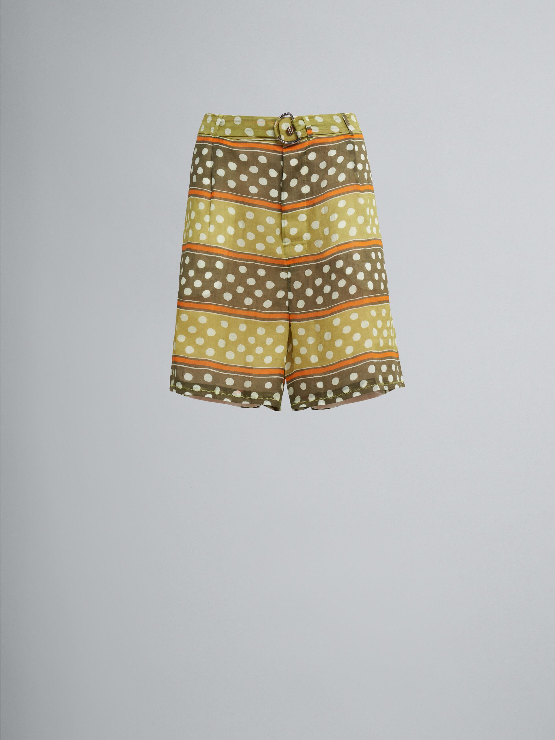 Bermuda-Shorts aus Ramie mit Dot & Stripe-Print - Hosen - Image 1