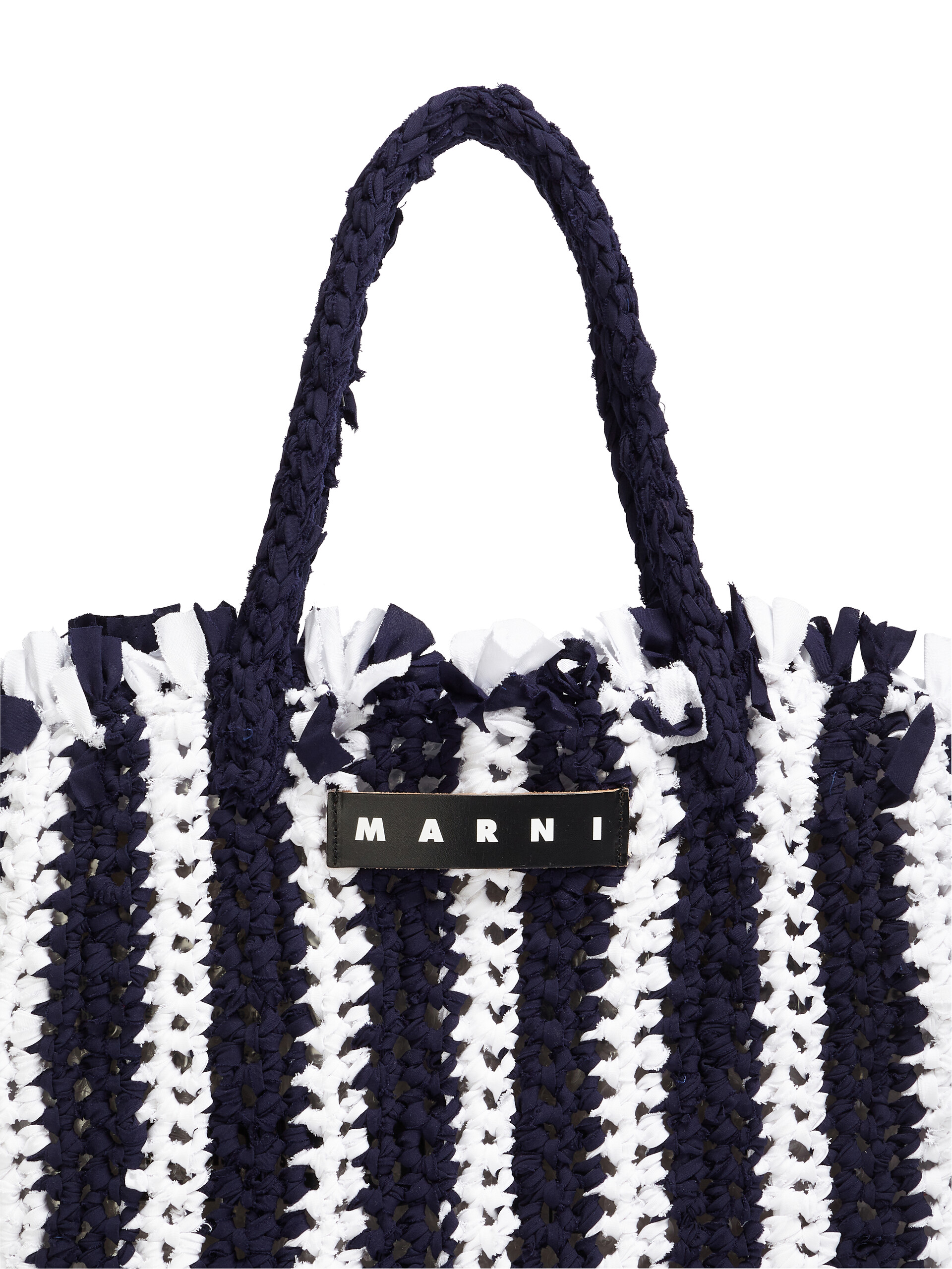 MARNI MARKET bag in white and blue cotton - Bags - Image 4