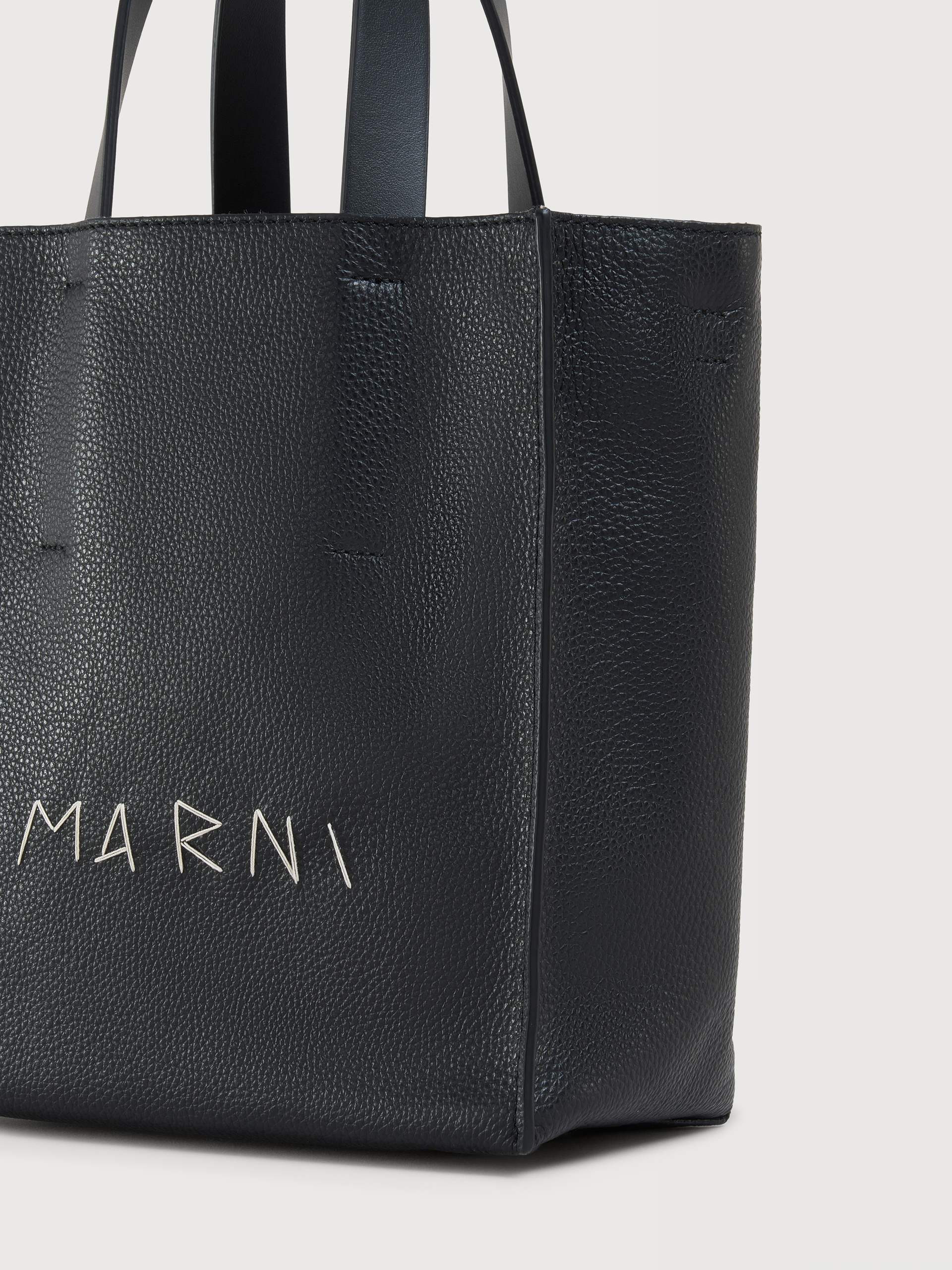 Museo Soft Mini Bag in black leather with Marni Mending - Shopping Bags - Image 4