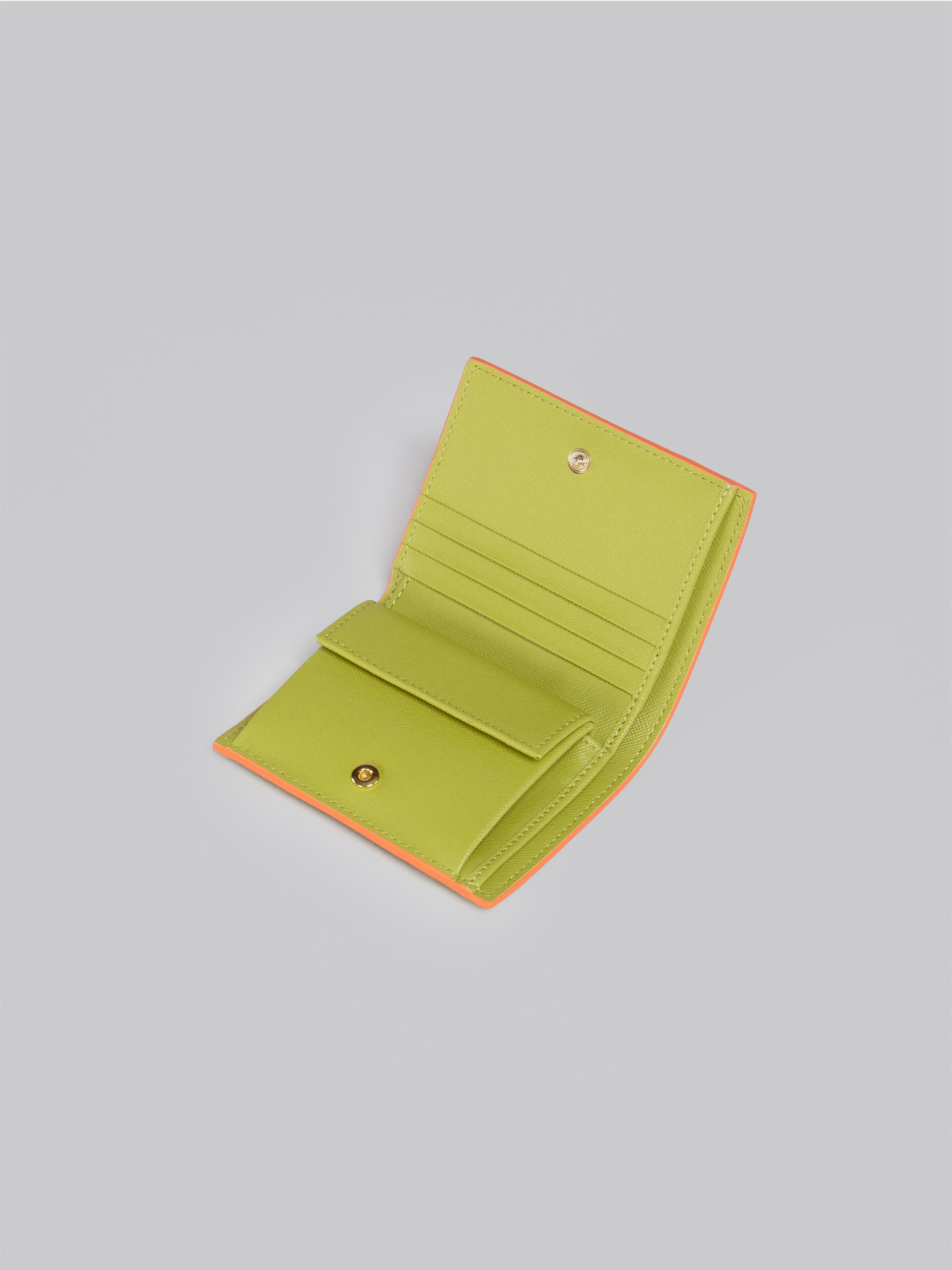 Green saffiano leather bi-fold  wallet - Wallets - Image 4