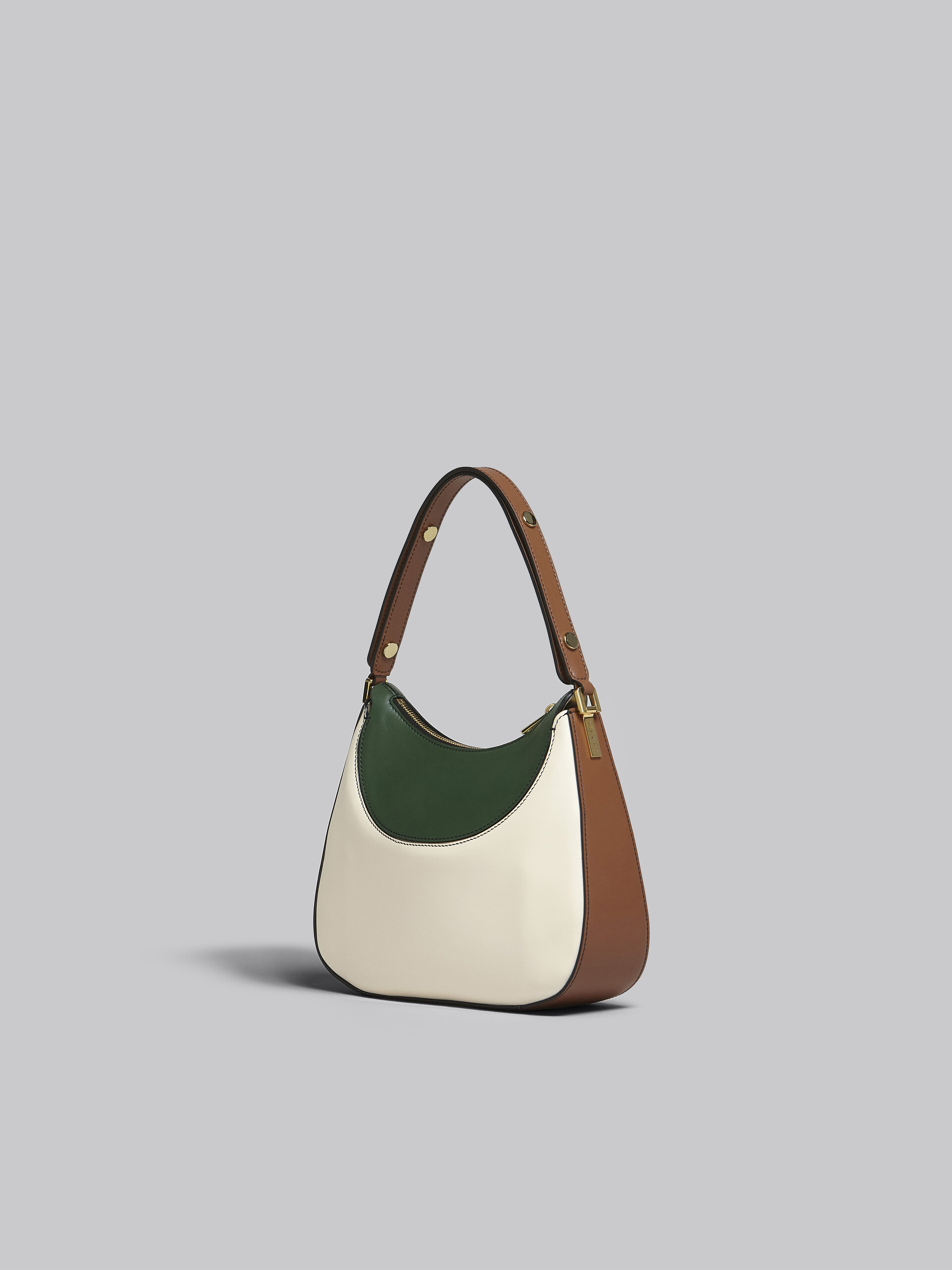 Milano small bag in white brown and green leather - Handbag - Image 3