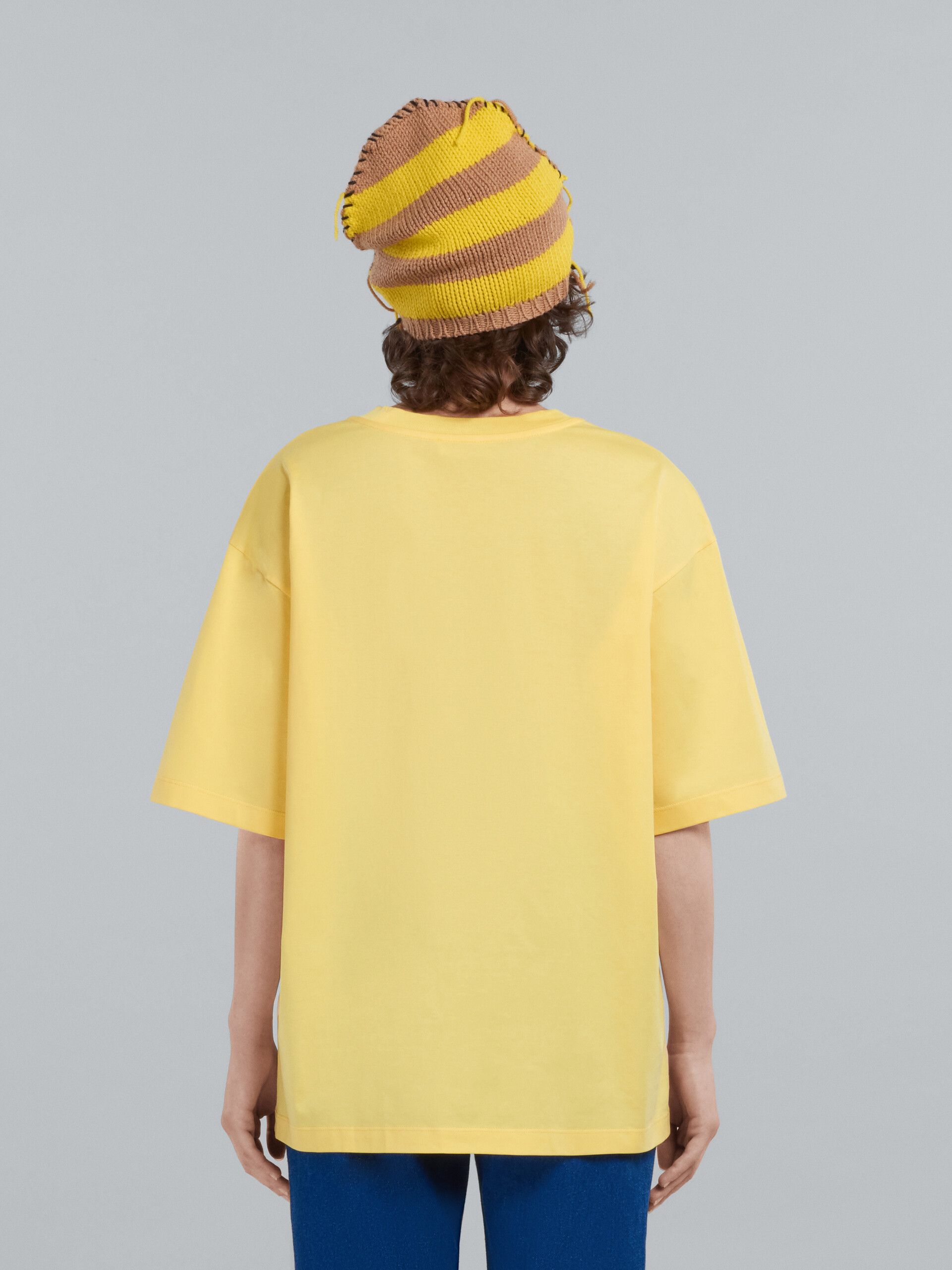 Yellow bio cotton T-shirt with logo - T-shirts - Image 3