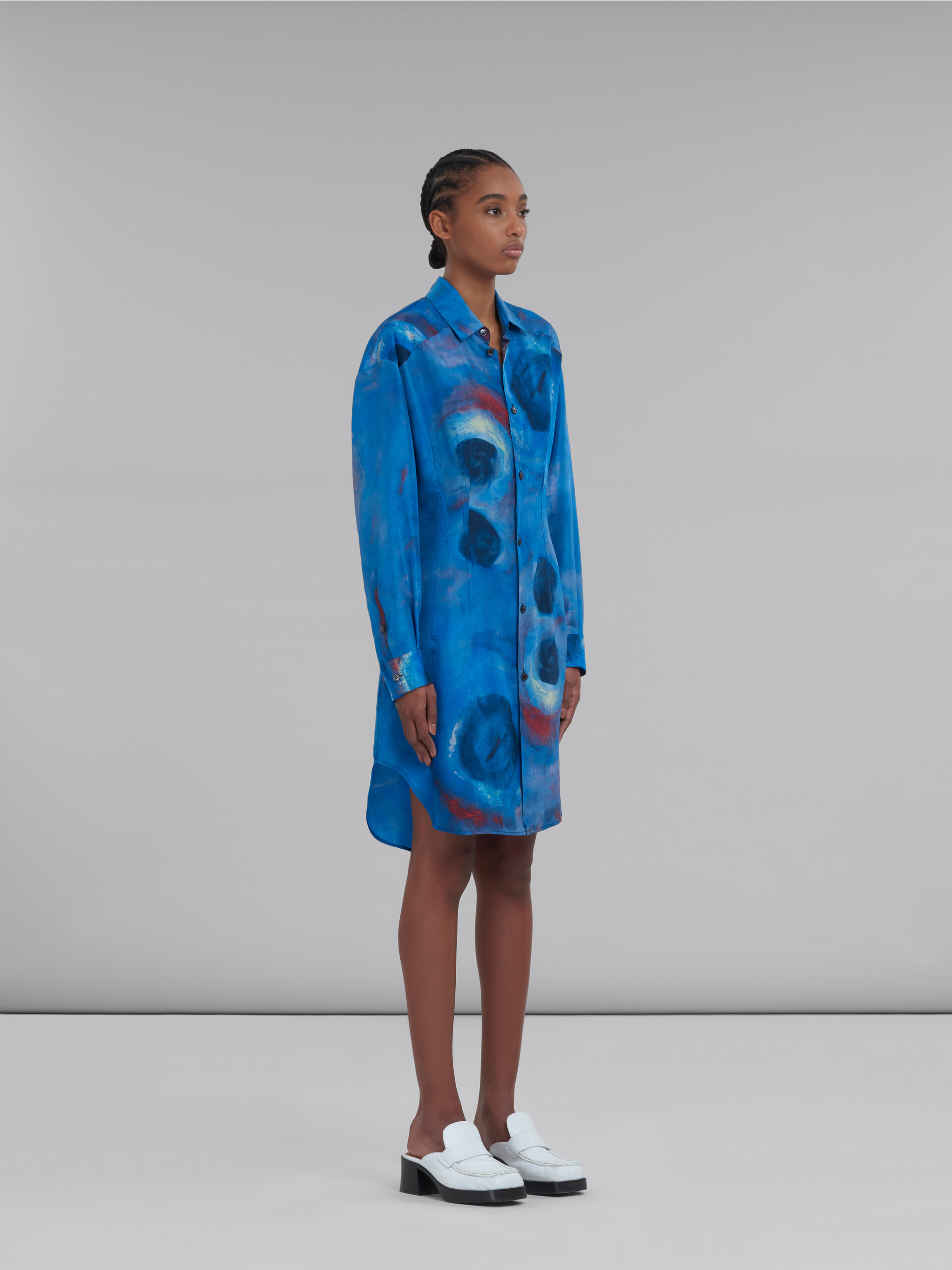 Silk shirt dress with Buchi Blue print - Dresses - Image 6