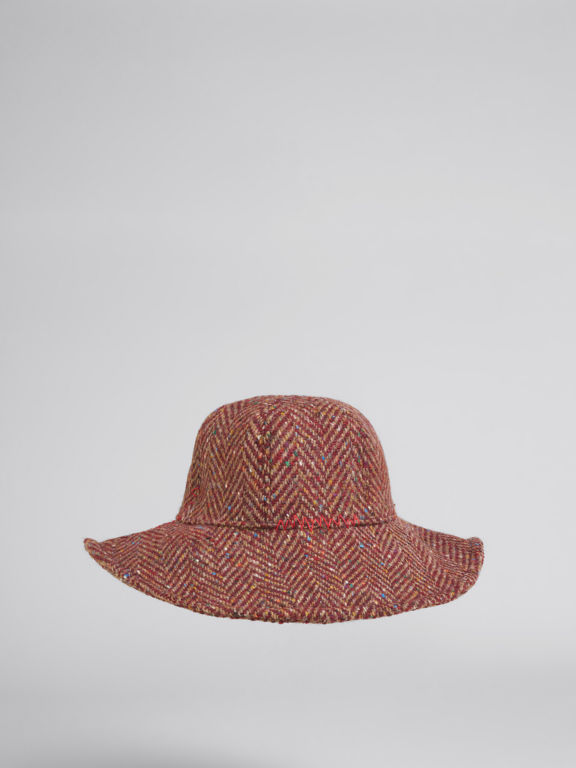 Burgundy chevron wool bucket hat - Hats - Image 3