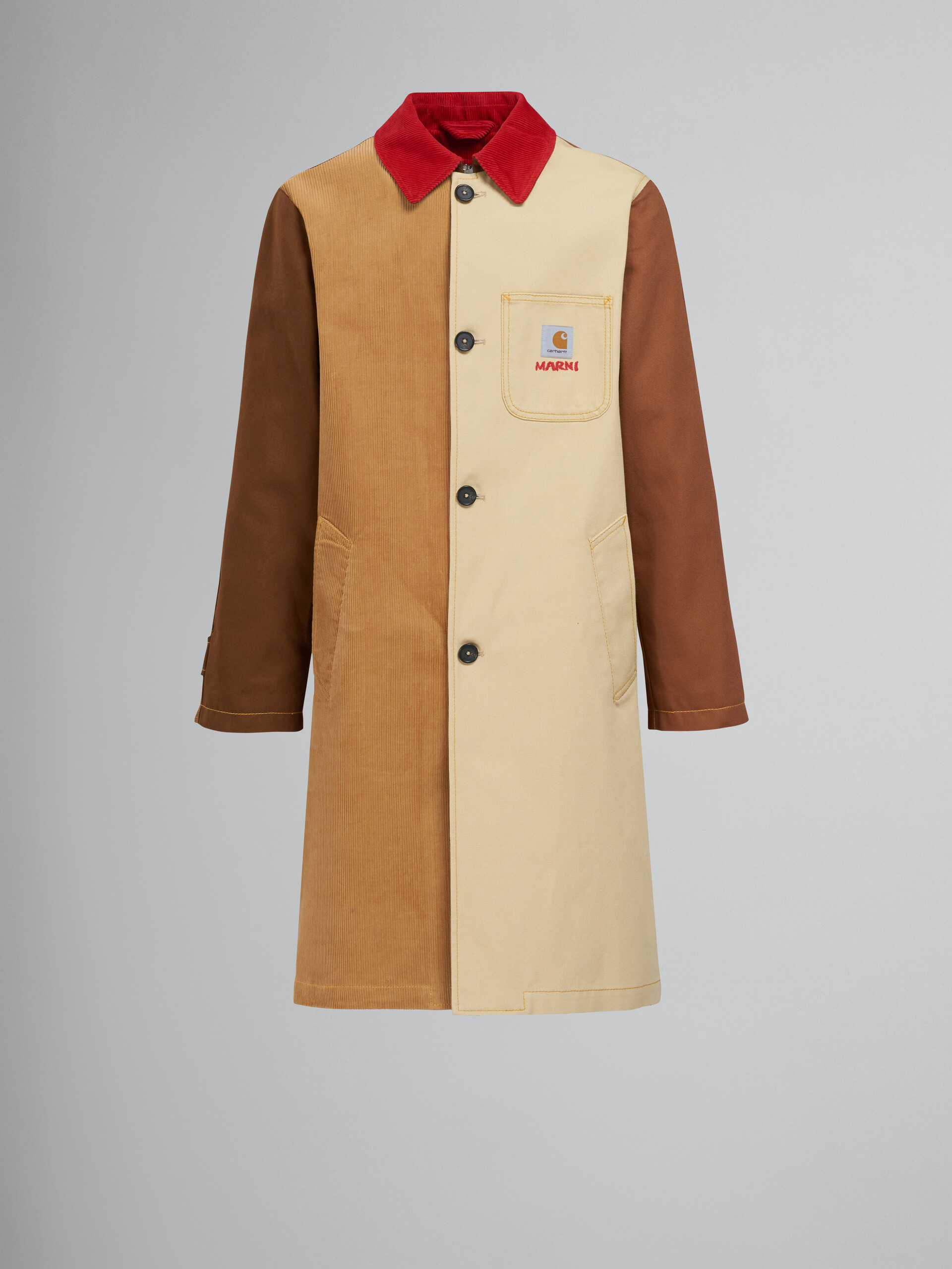 MARNI x CARHARTT WIP - brown colour-block coat