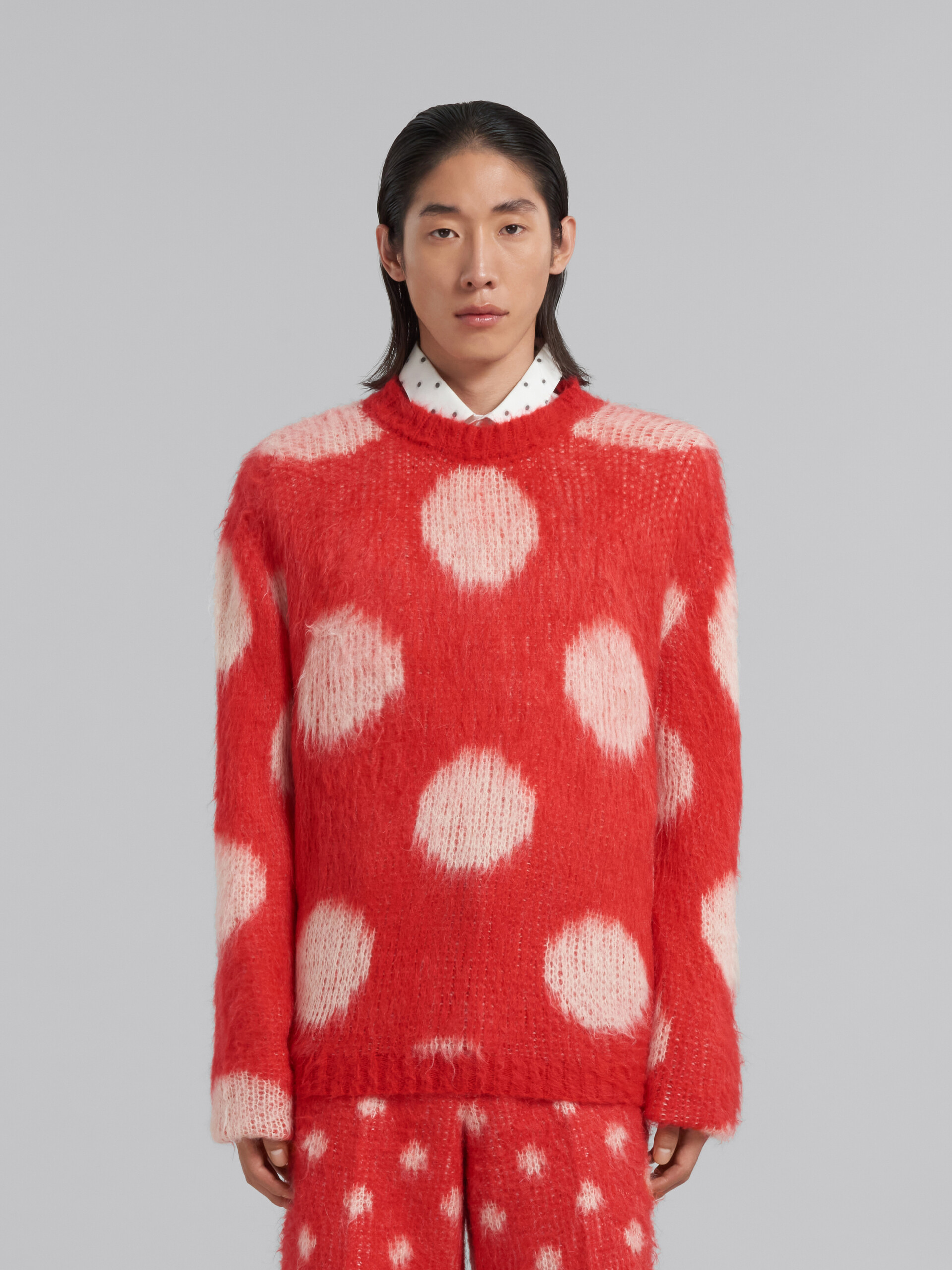 Red mohair jumper with maxi polka dots - Pullovers - Image 2