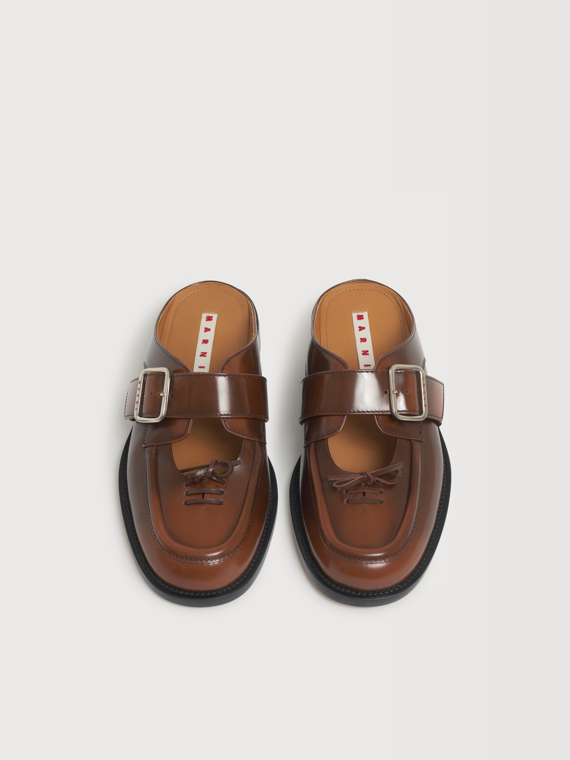 Burgundy leather buckle sabot - Sandals - Image 4