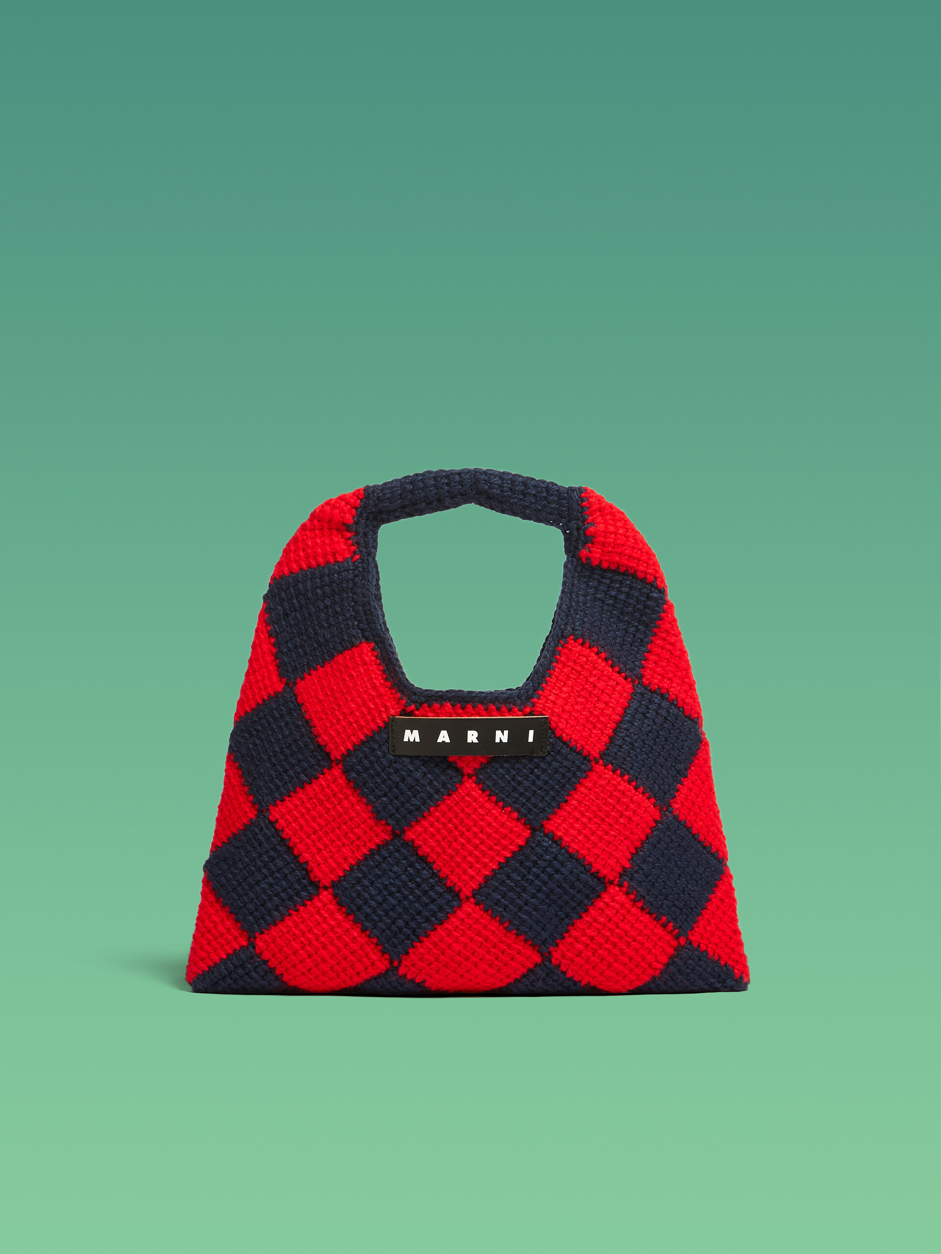 MARNI MARKET DIAMOND medium bag in blue and red tech wool - Bags - Image 1