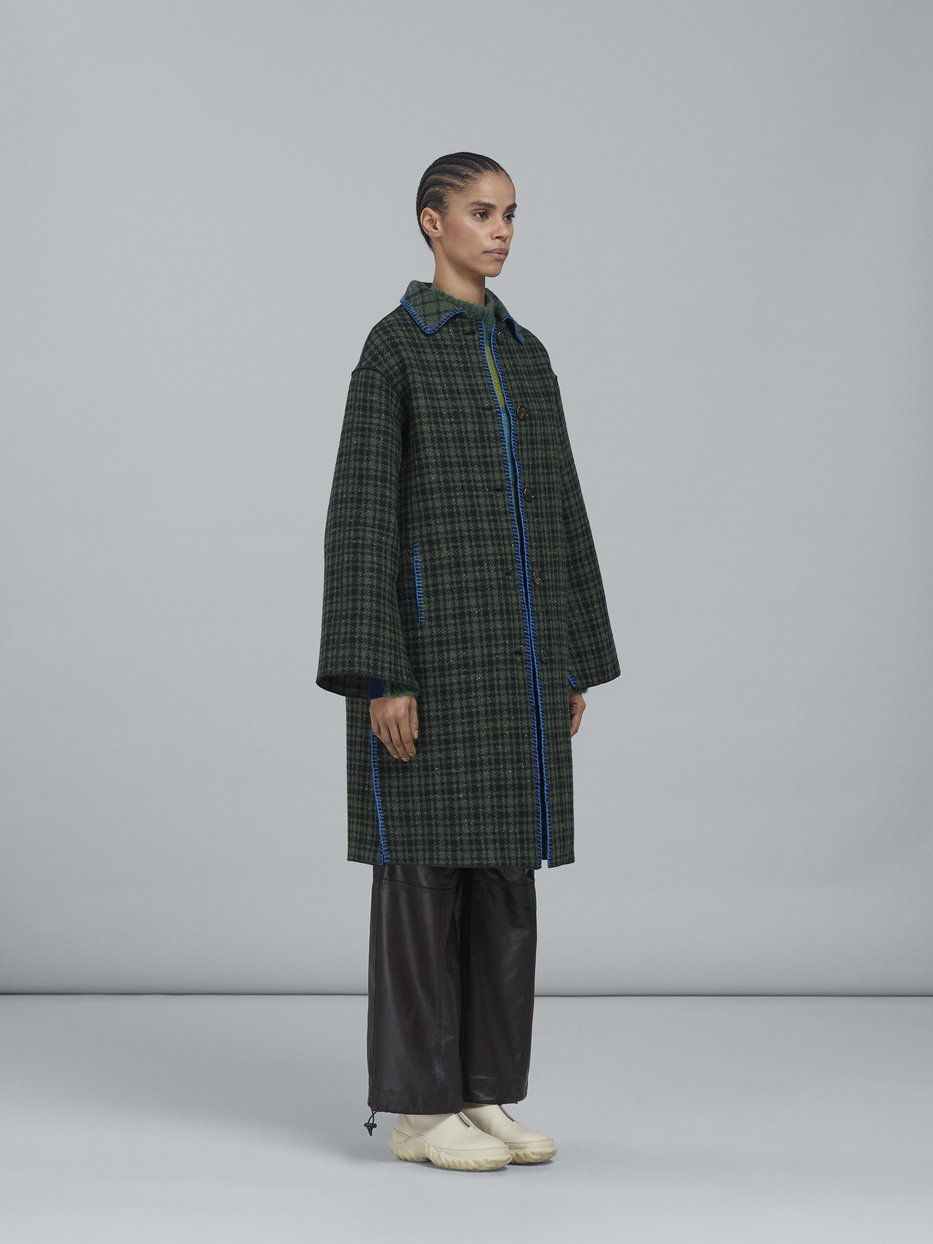 Double face check wool coat - Coat - Image 6