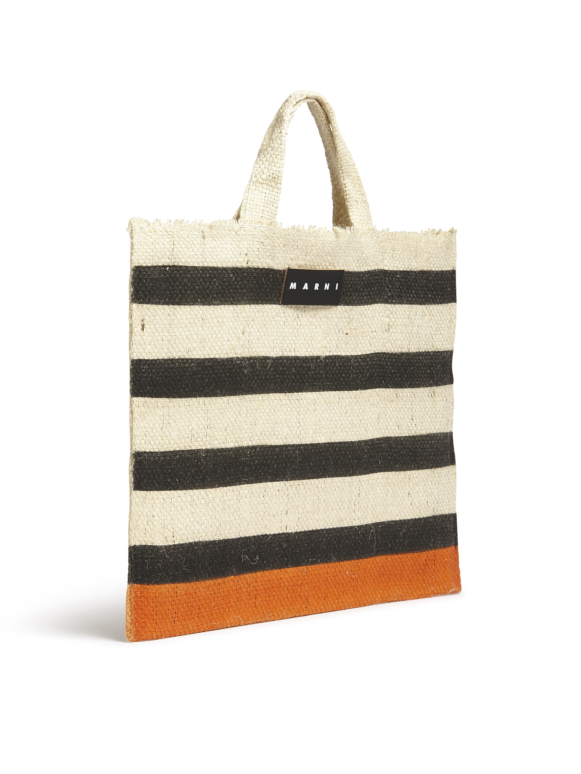 Borsa MARNI MARKET CANAPA grande in fibra naturale nera e arancio - Borse shopping - Image 2