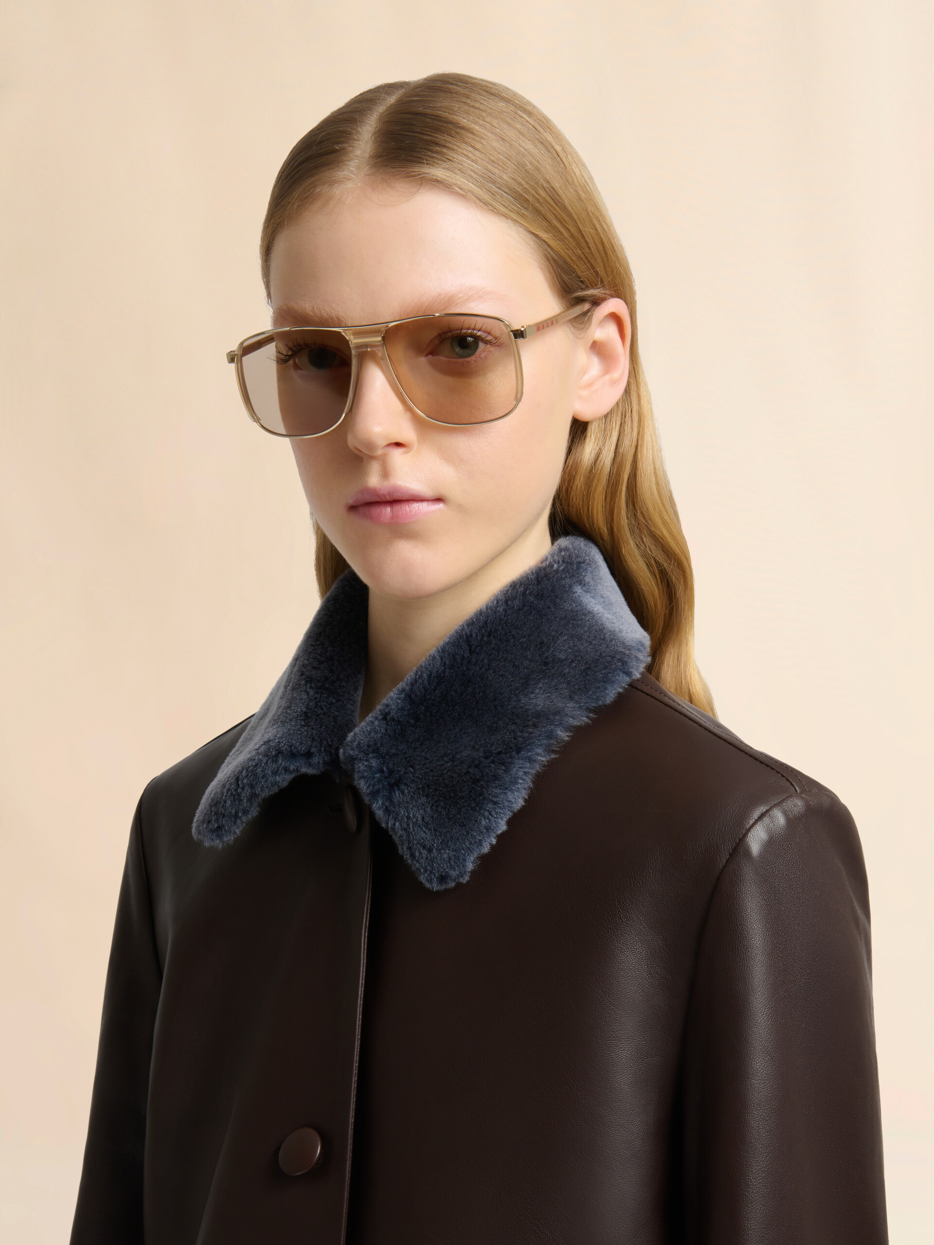 Brown nappa baby jacket with shearling trims - Jackets - Image 4