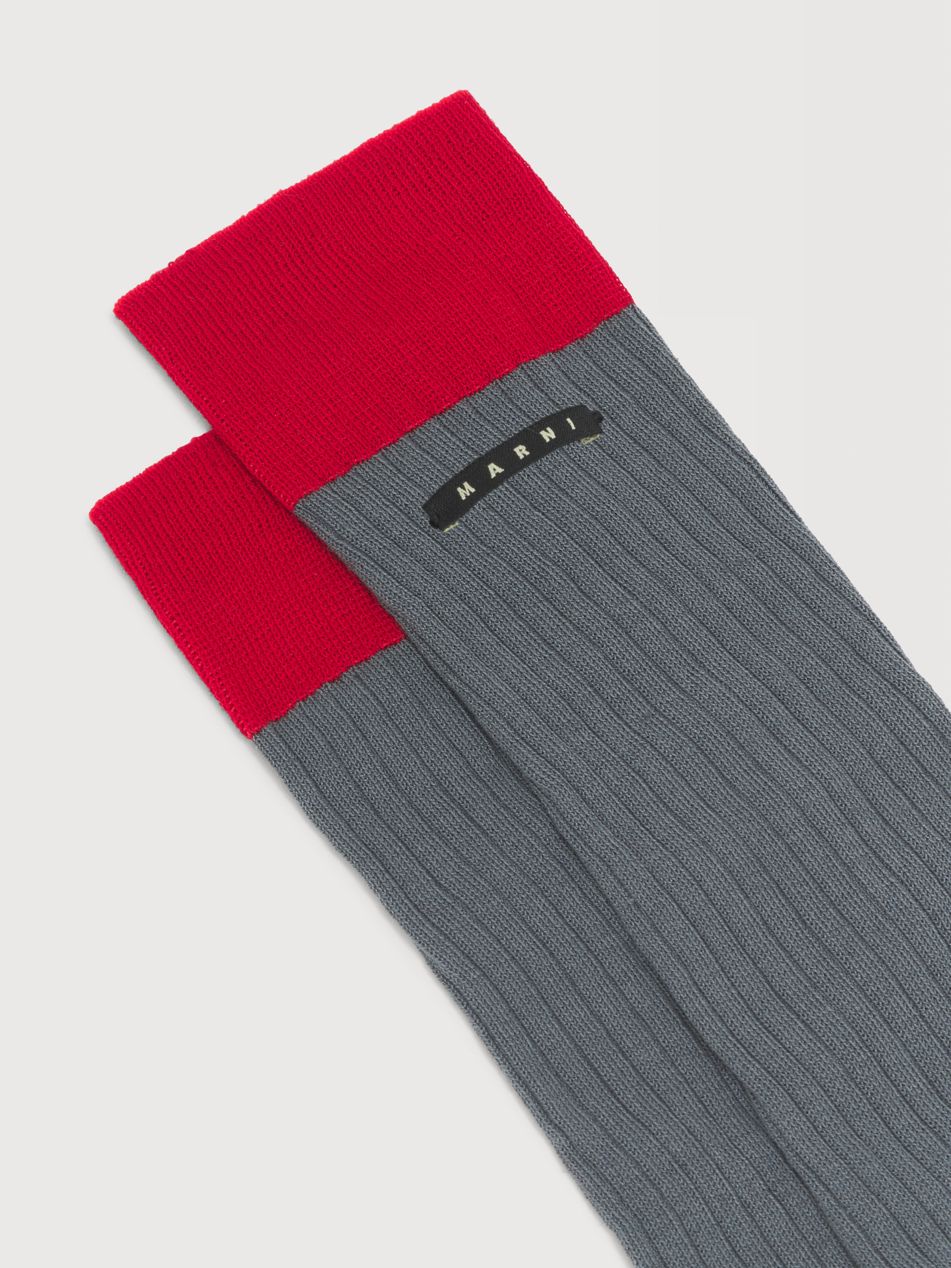Grey cotton socks with contrast cuffs - Socks - Image 2