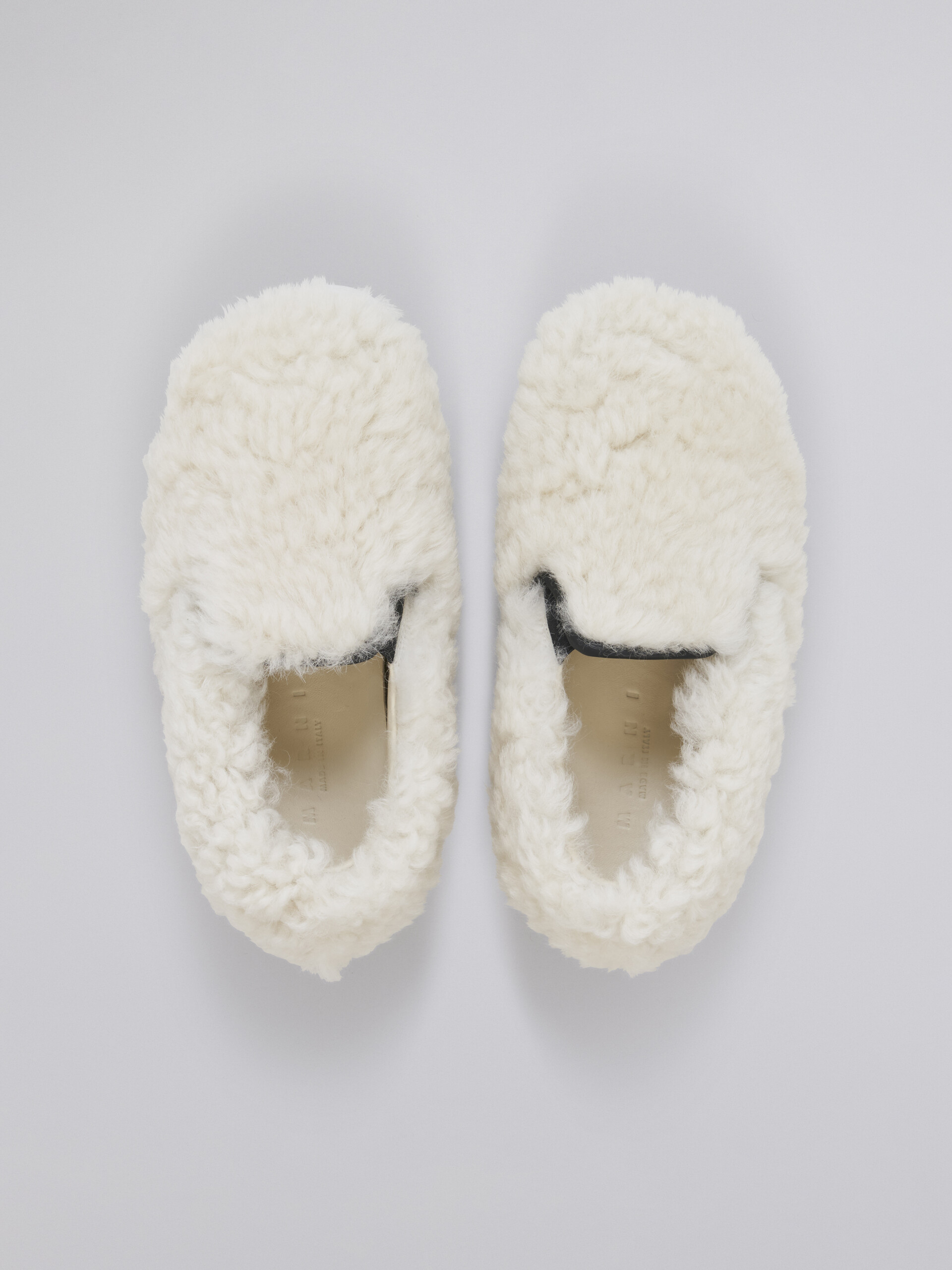 White shearling slip-on sneaker with maxi Marni logo - Sneakers - Image 4