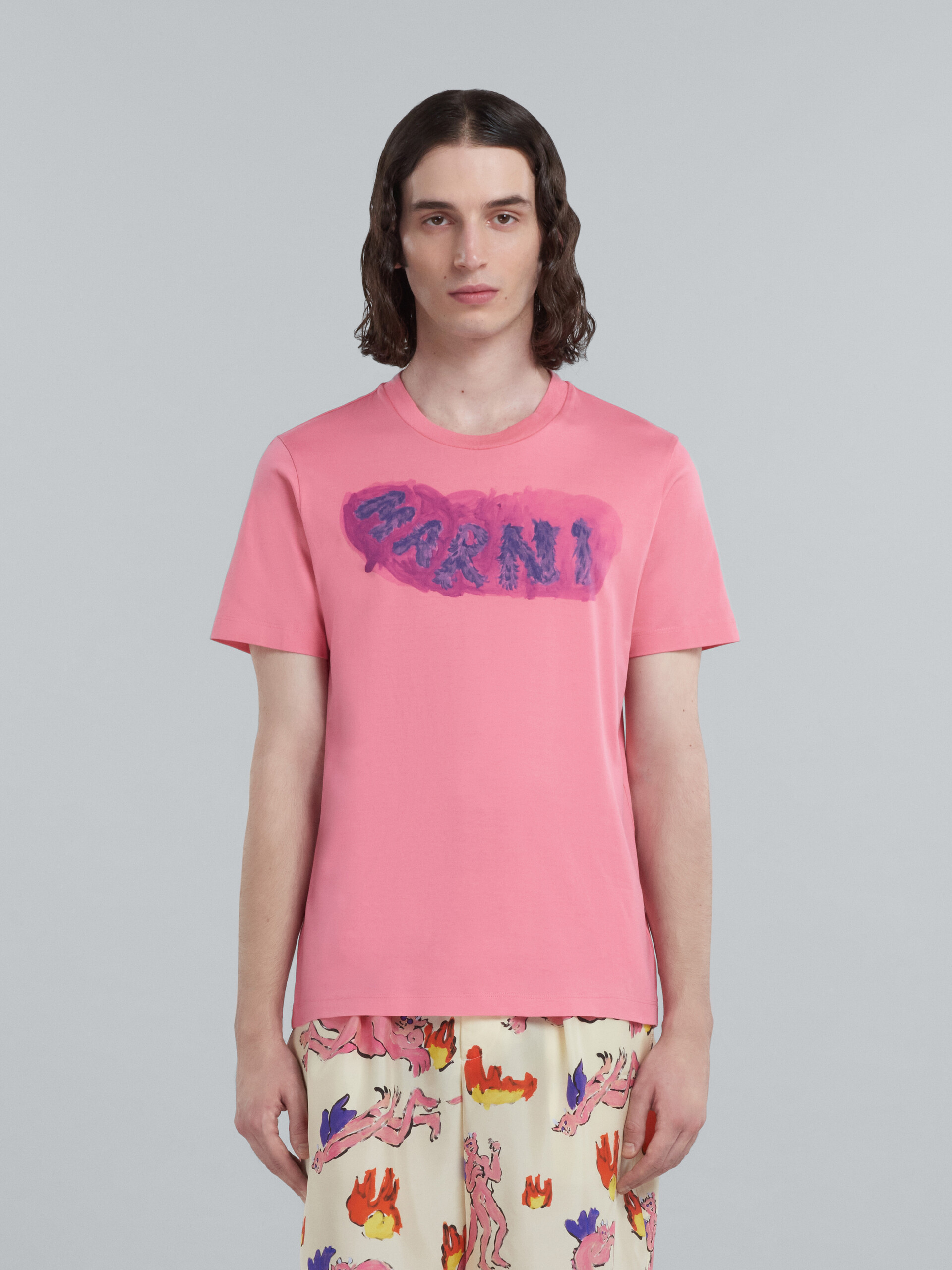 Rosafarbenes T-Shirt aus Bio-Baumwolle mit grafischem Logo - T-shirts - Image 2