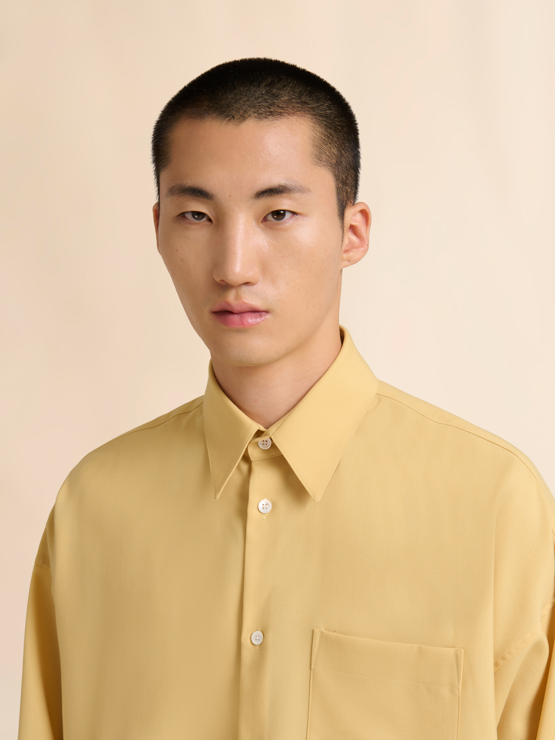 Yellow tropical wool long-sleeved shirt - Shirts - Image 4