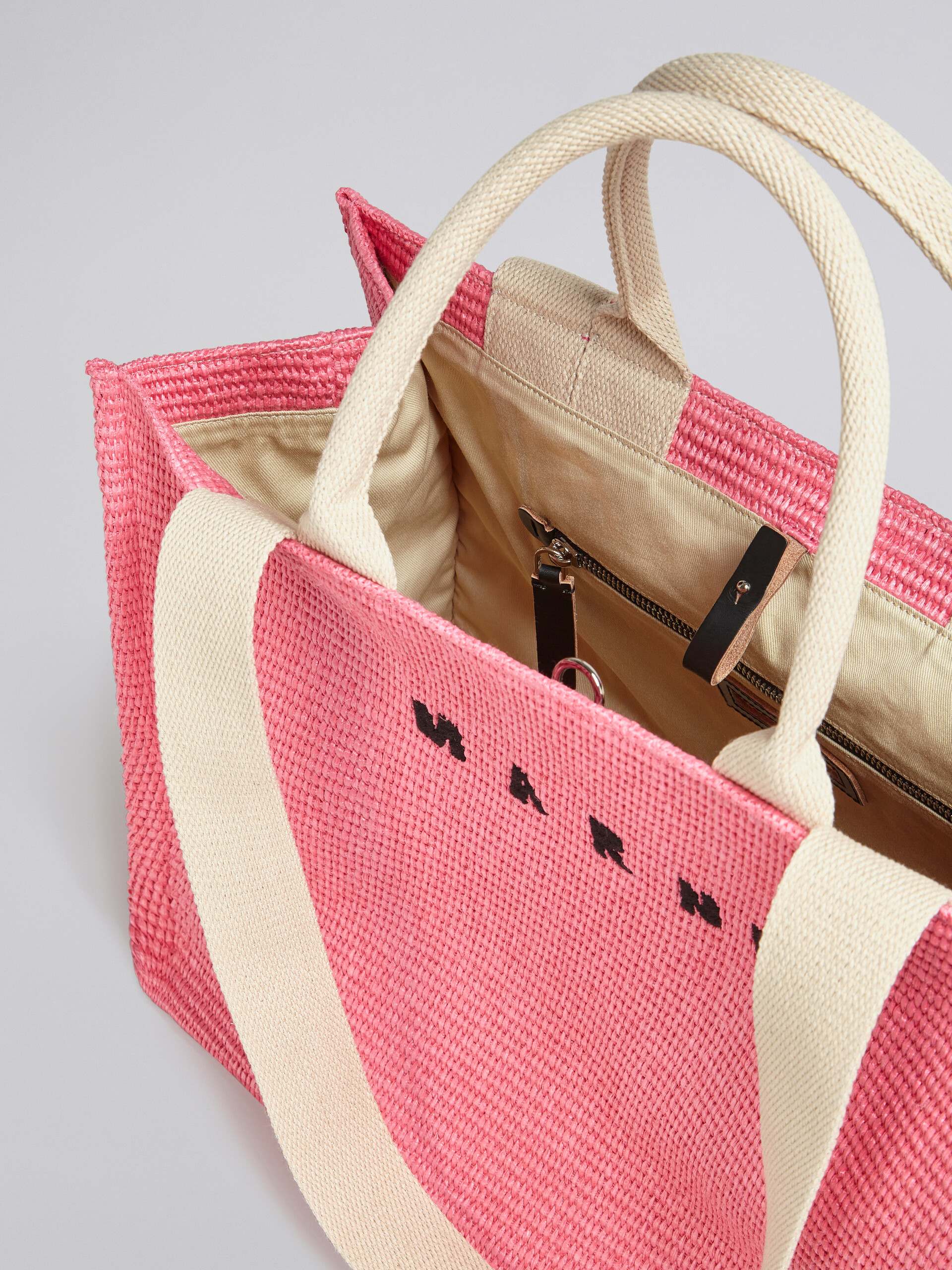 Large pink raffia tote bag - Shopping Bags - Image 3