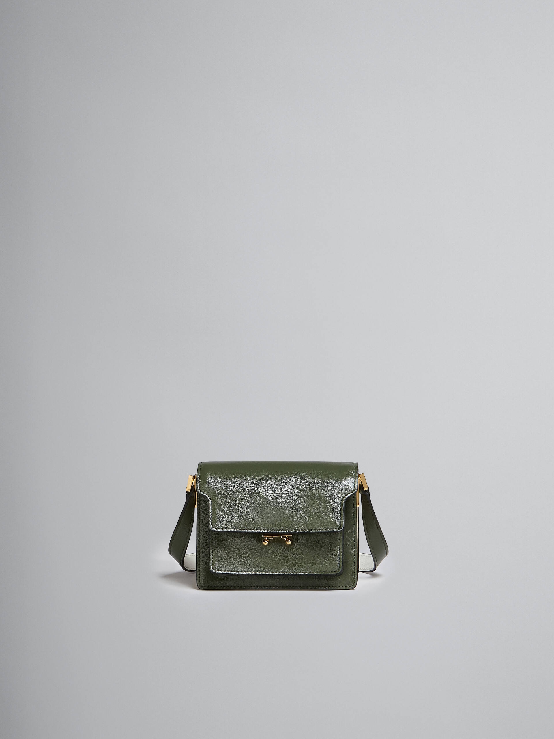 Trunk Soft Mini Bag in green and white leather - Shoulder Bags - Image 1