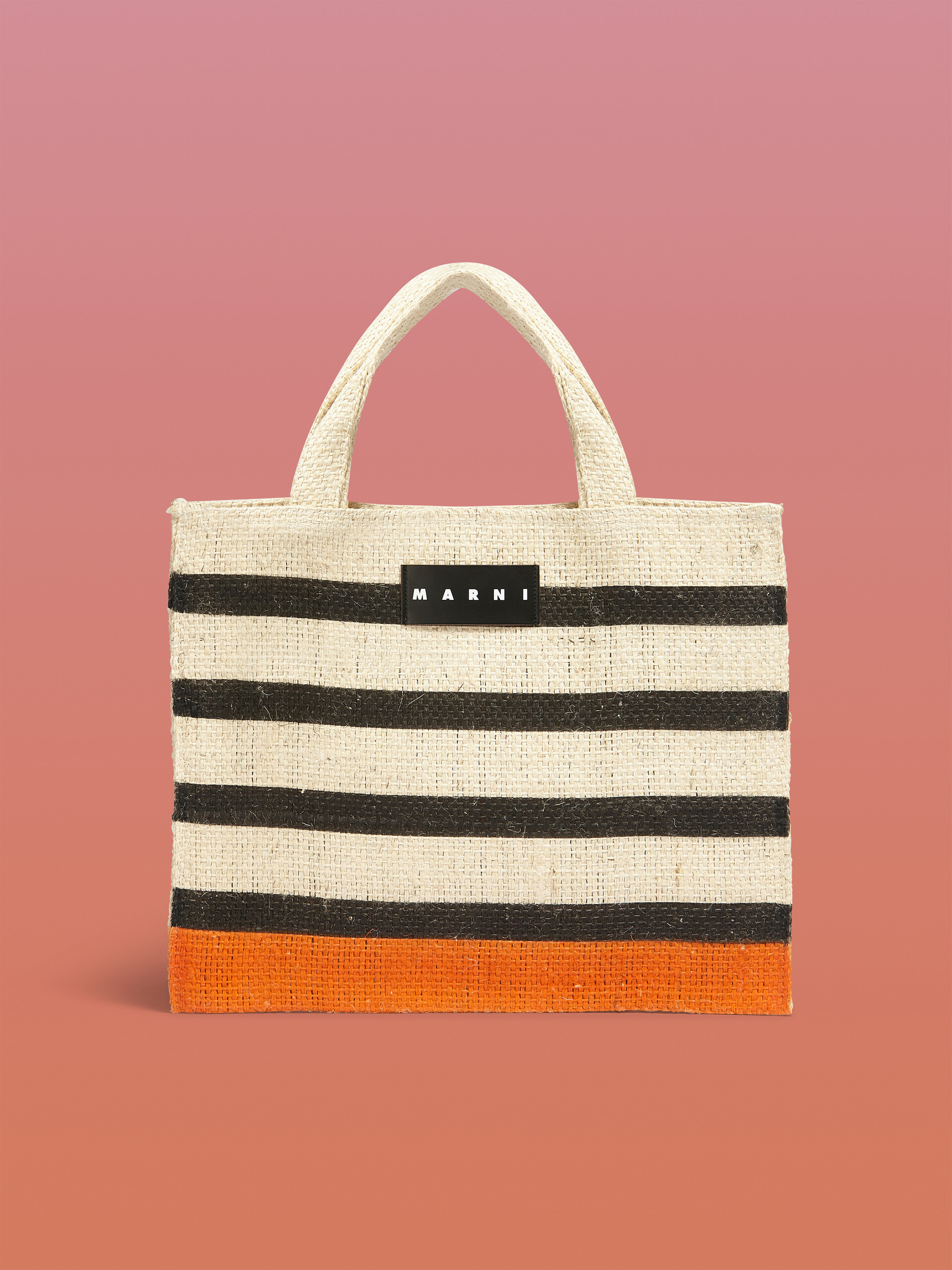 MARNI MARKET CANAPA small bag in black and orange natural fiber - Shopping Bags - Image 1