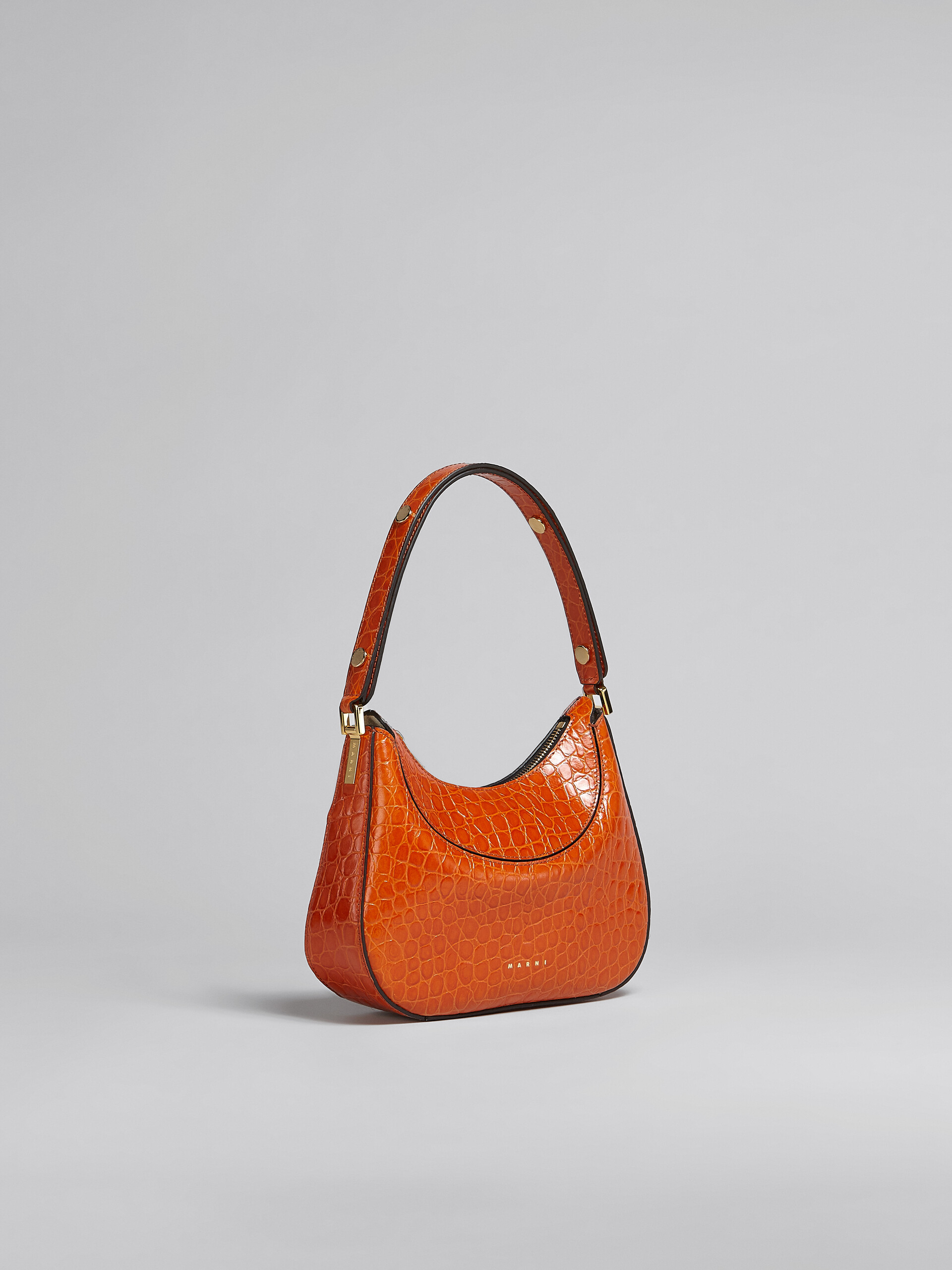 Milano Mini Bag in orange croco print leather - Handbags - Image 6
