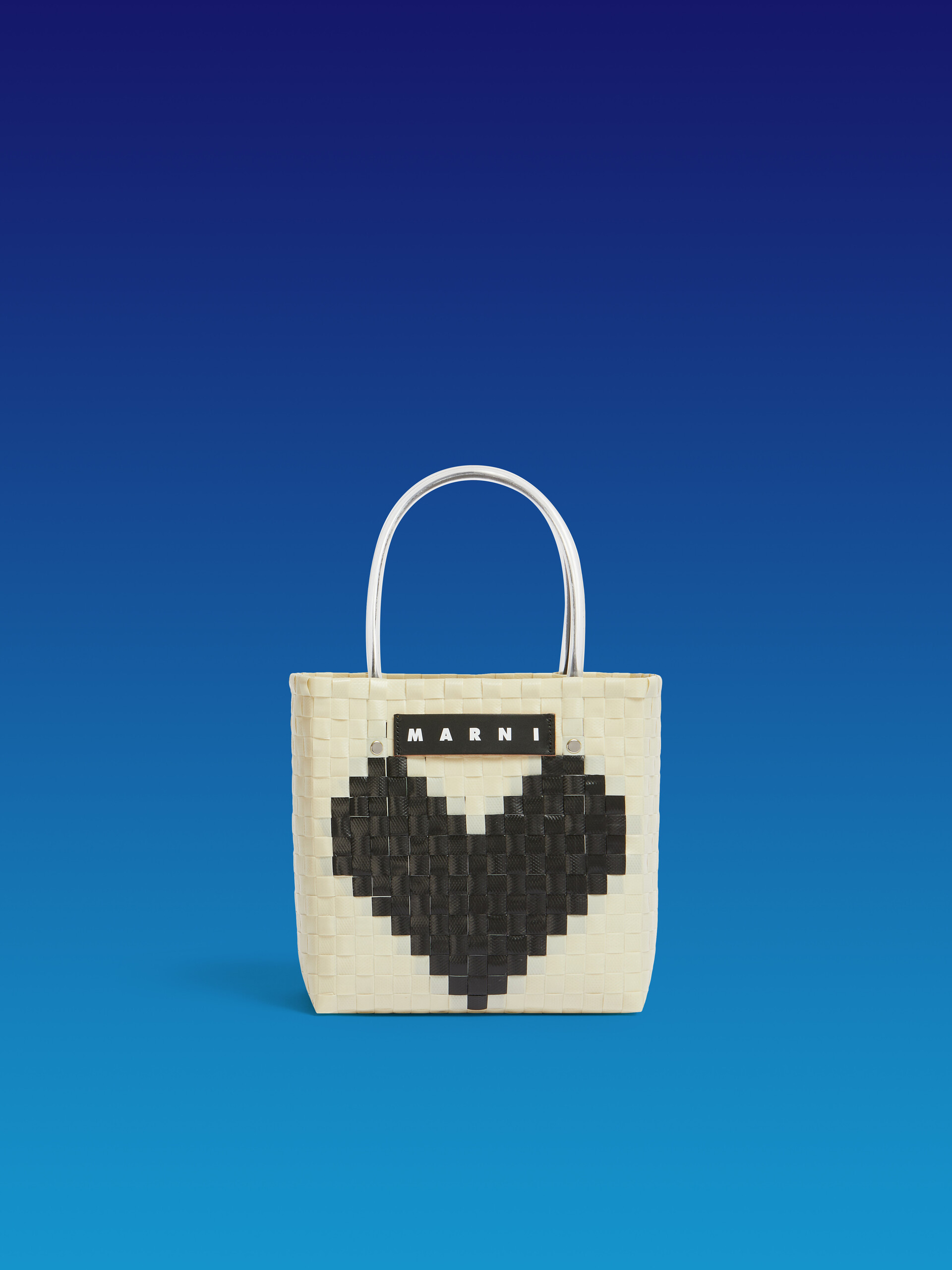 Marni Market Love Mini Basket Bag with black heart - Shopping Bags - Image 1