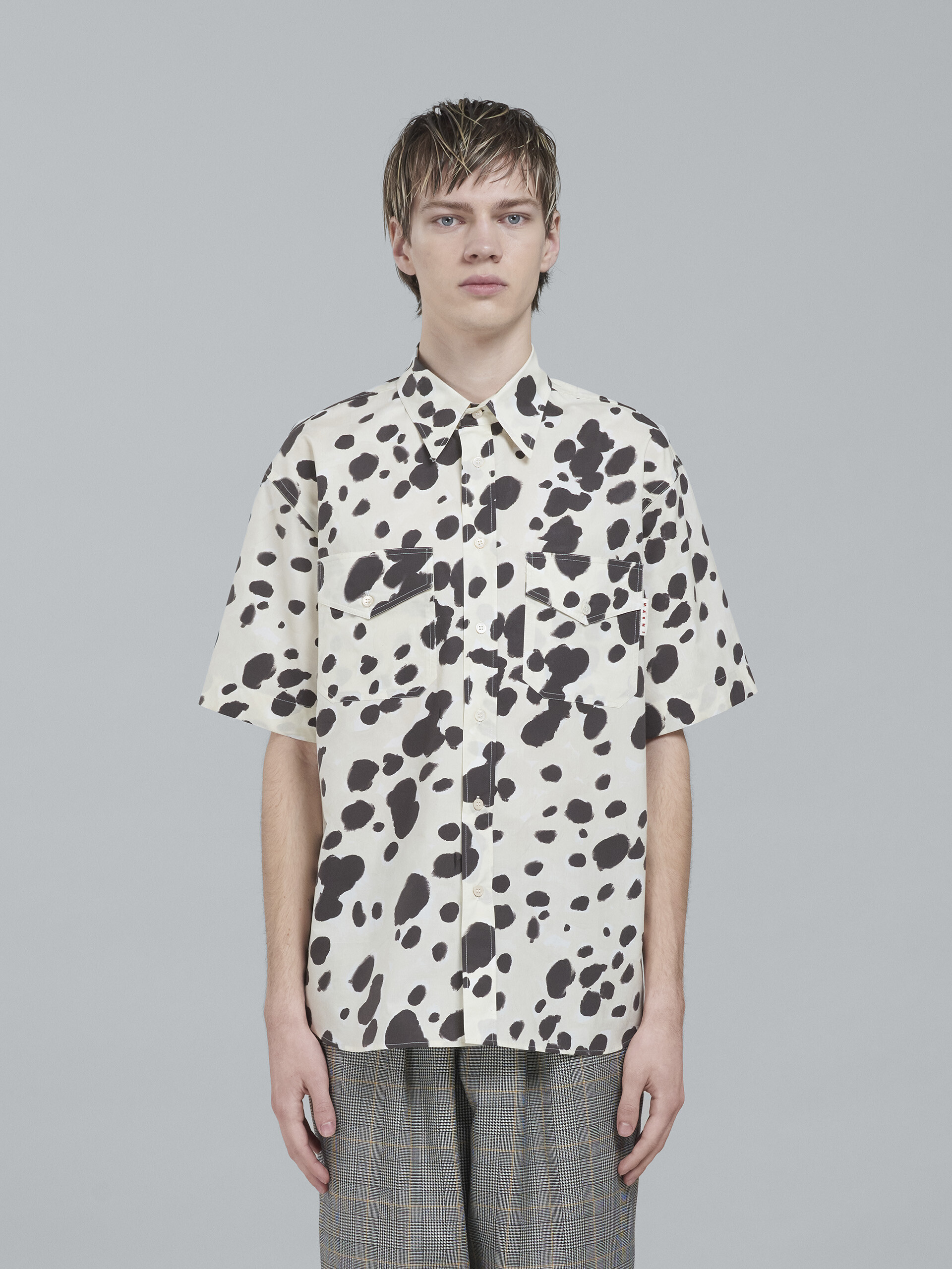 White Pop Dots print poplin shirt - Shirts - Image 2