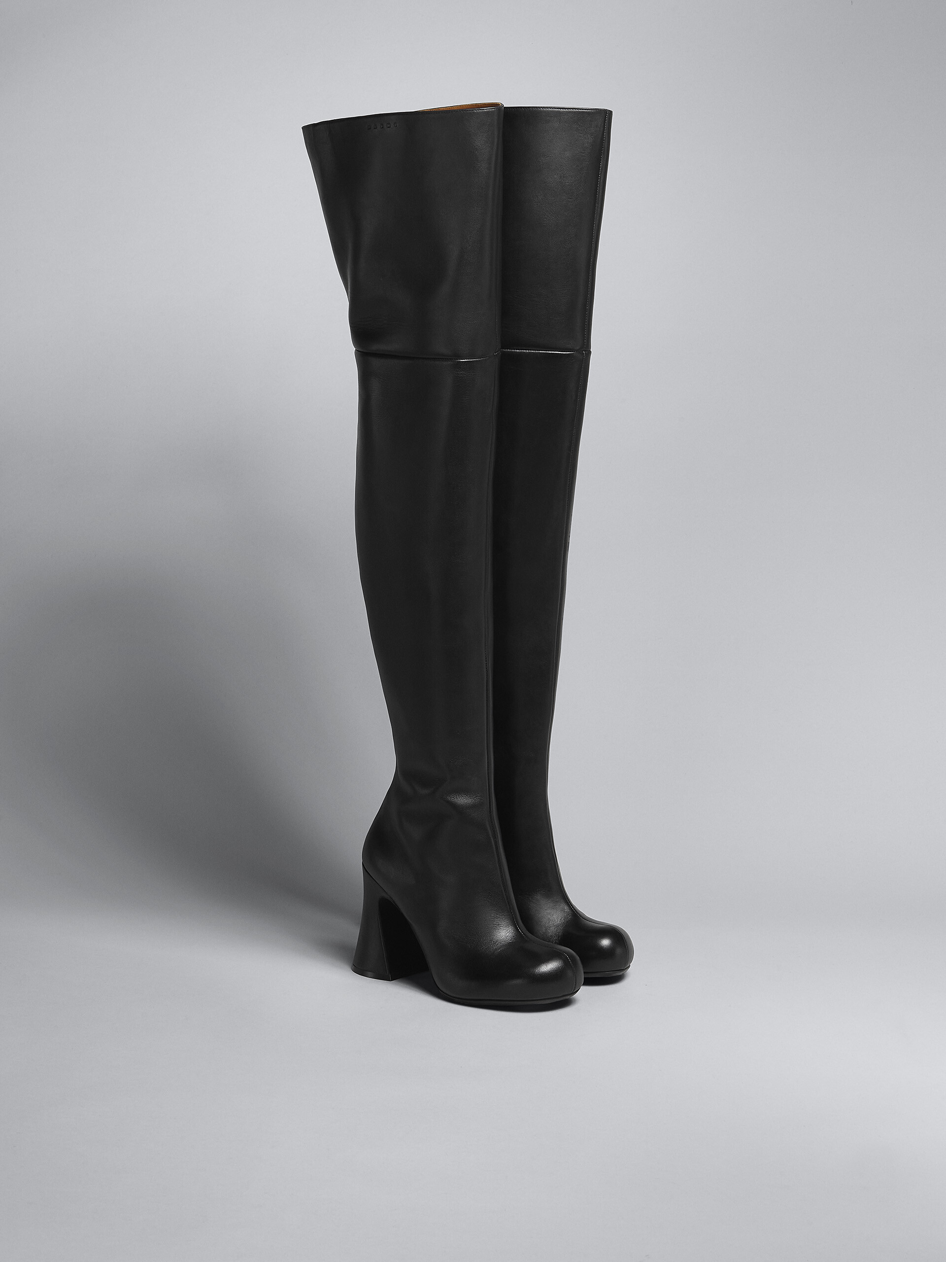 Black over-the-knee leather boot - Boots - Image 2