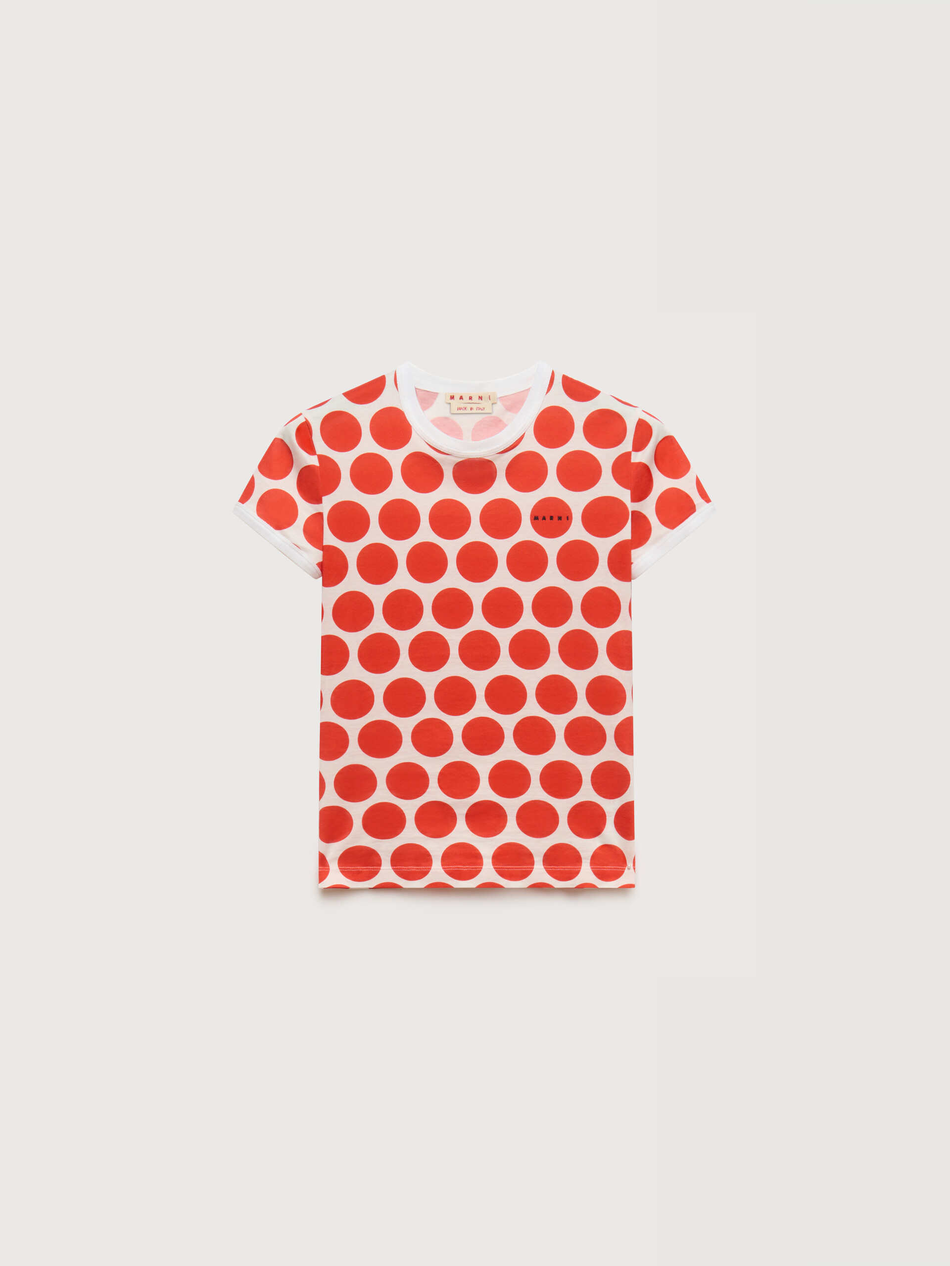 White cotton T-shirt with Polka Rhythm print - T-shirts - Image 1