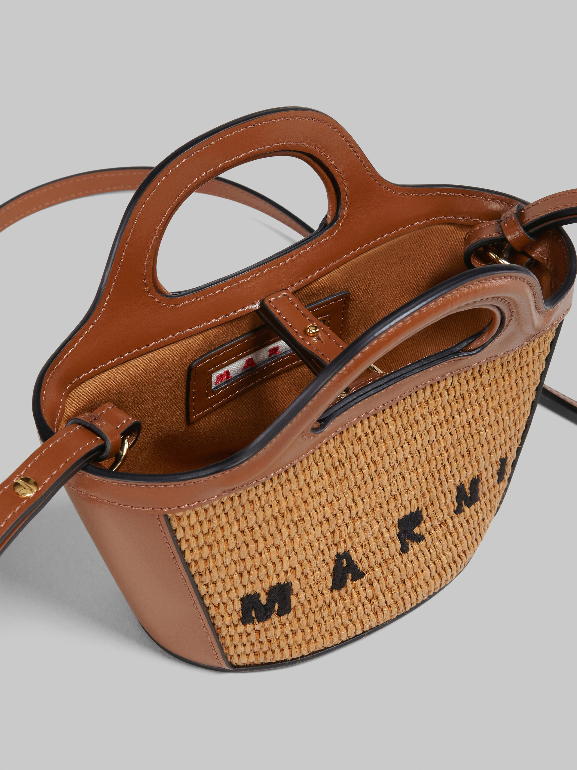 TROPICALIA micro bag in brown leather and raffia - Handbag - Image 4