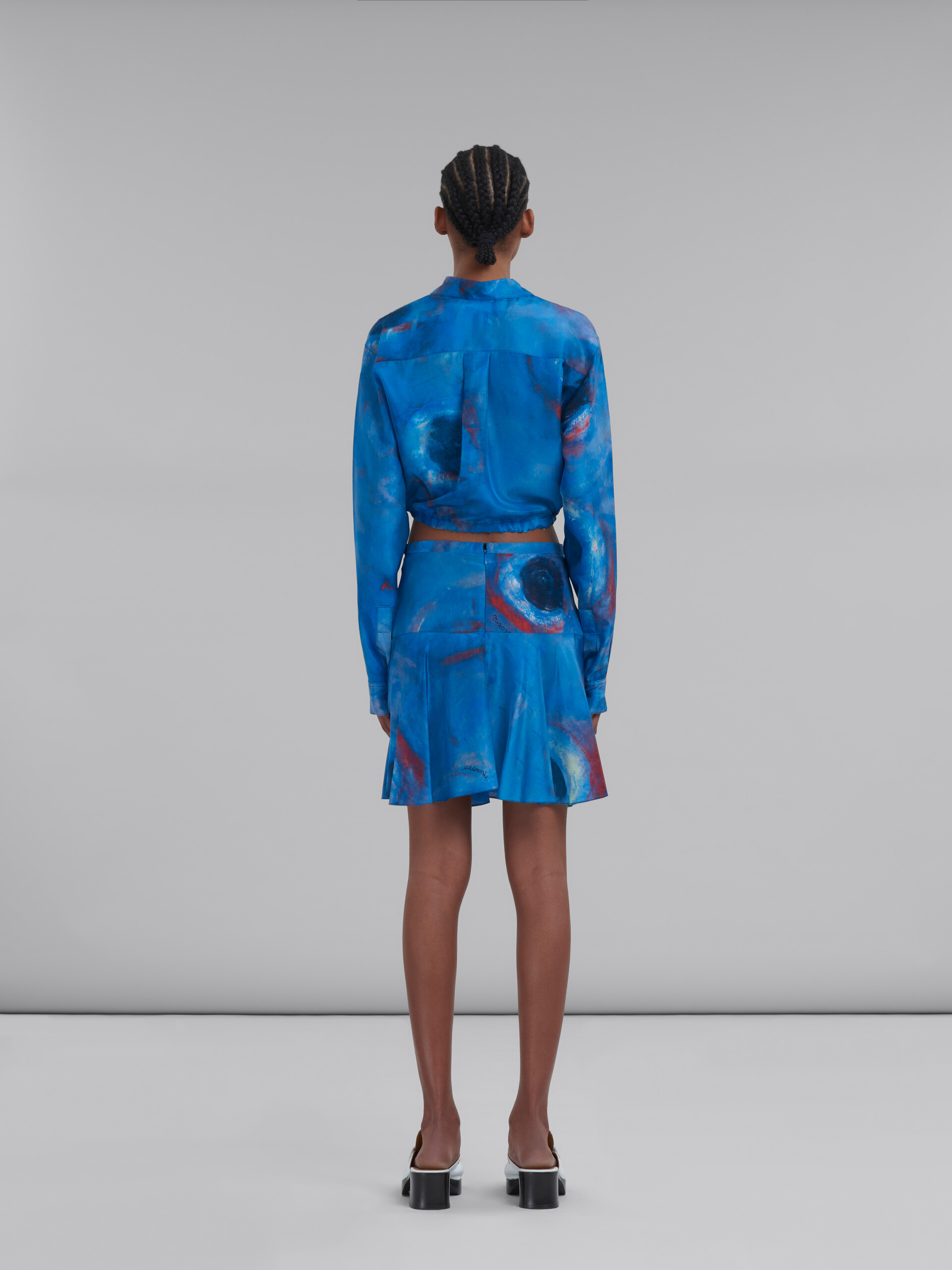 Silk Flounce skirt with Buchi Blu print - Skirts - Image 3