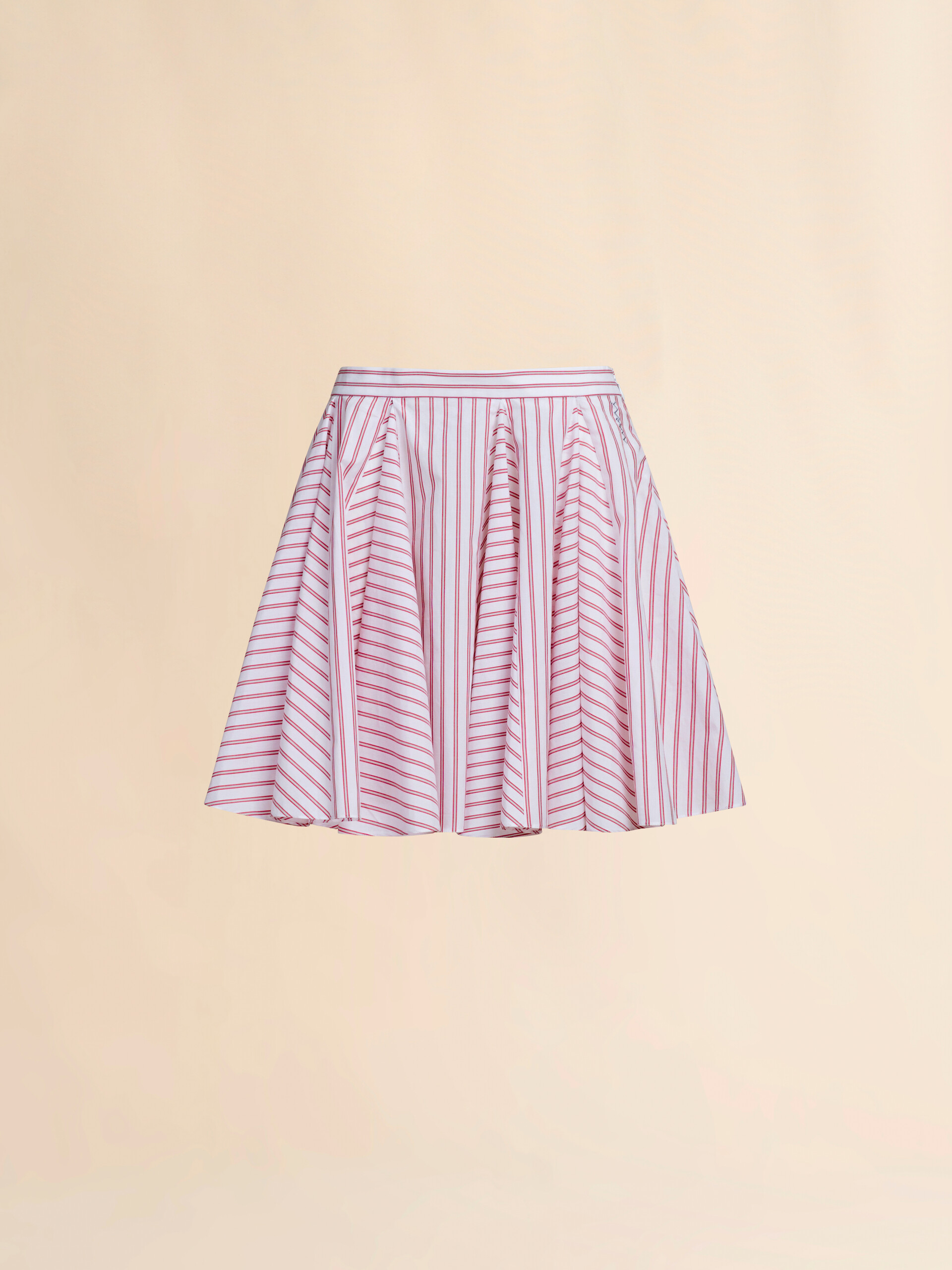 Red striped poplin Miniskirt - Skirts - Image 1