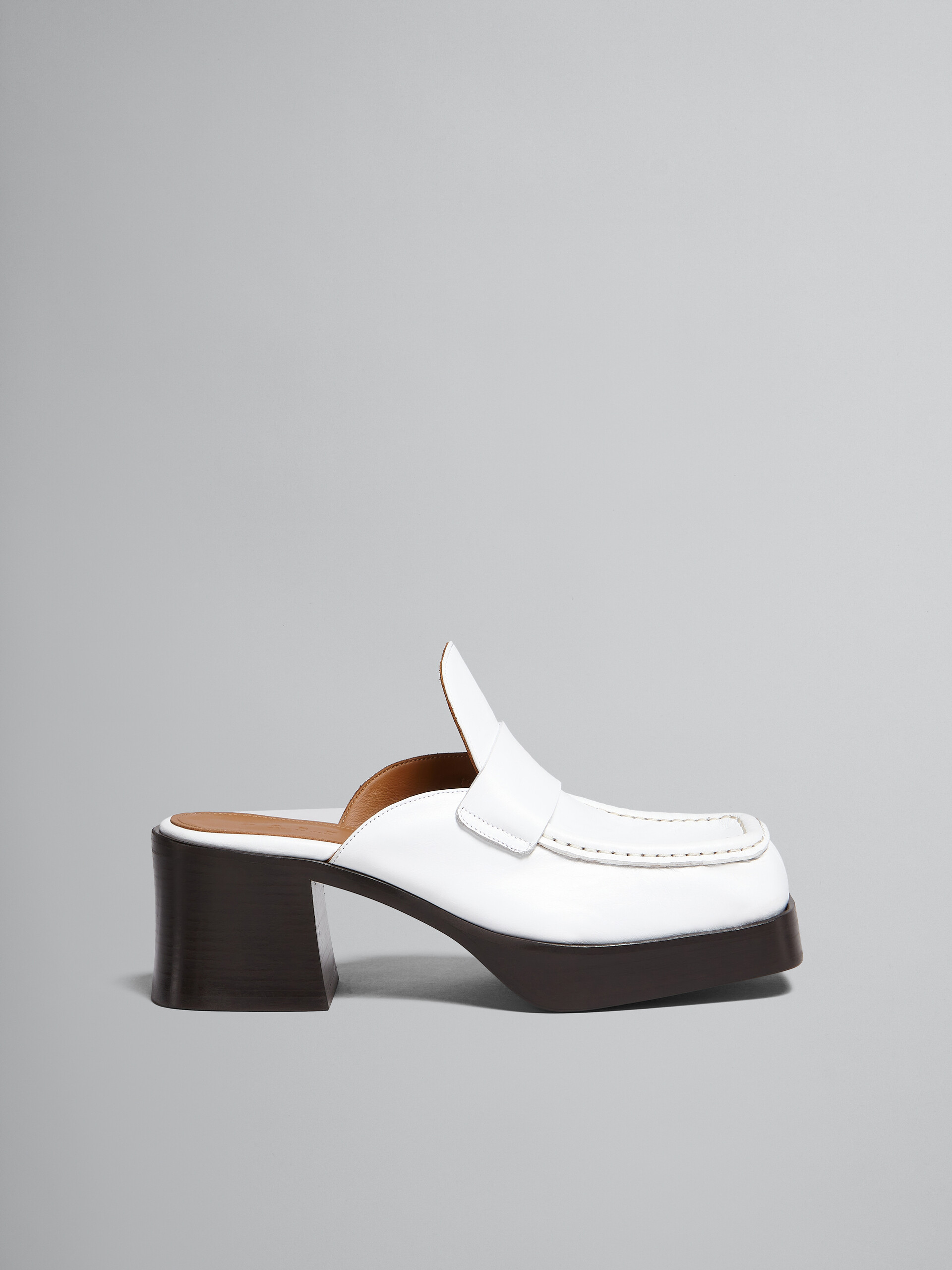 White leather heeled mule - Clogs - Image 1