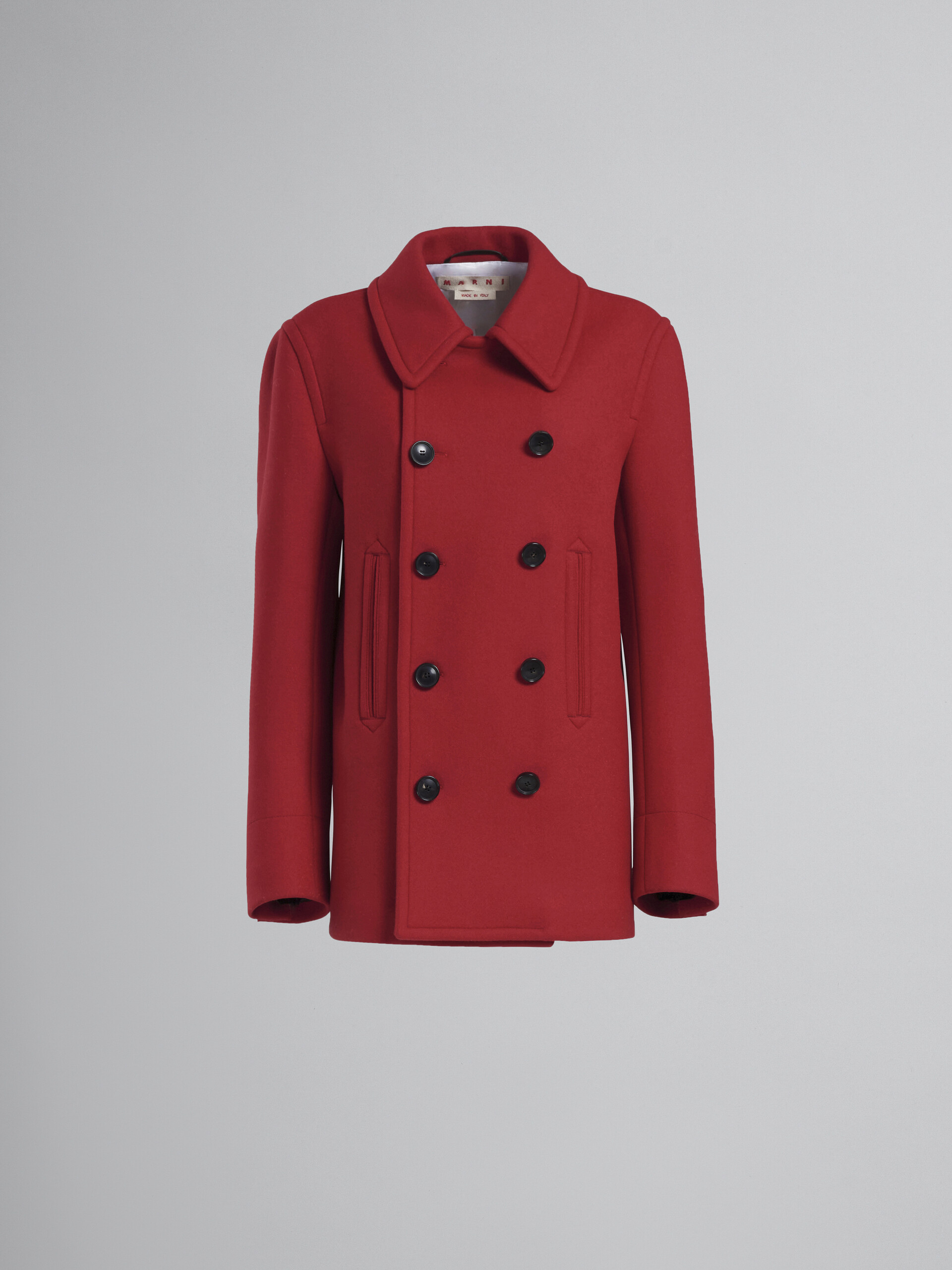 Red wool double-breasted peacoat - Jackets - Image 1