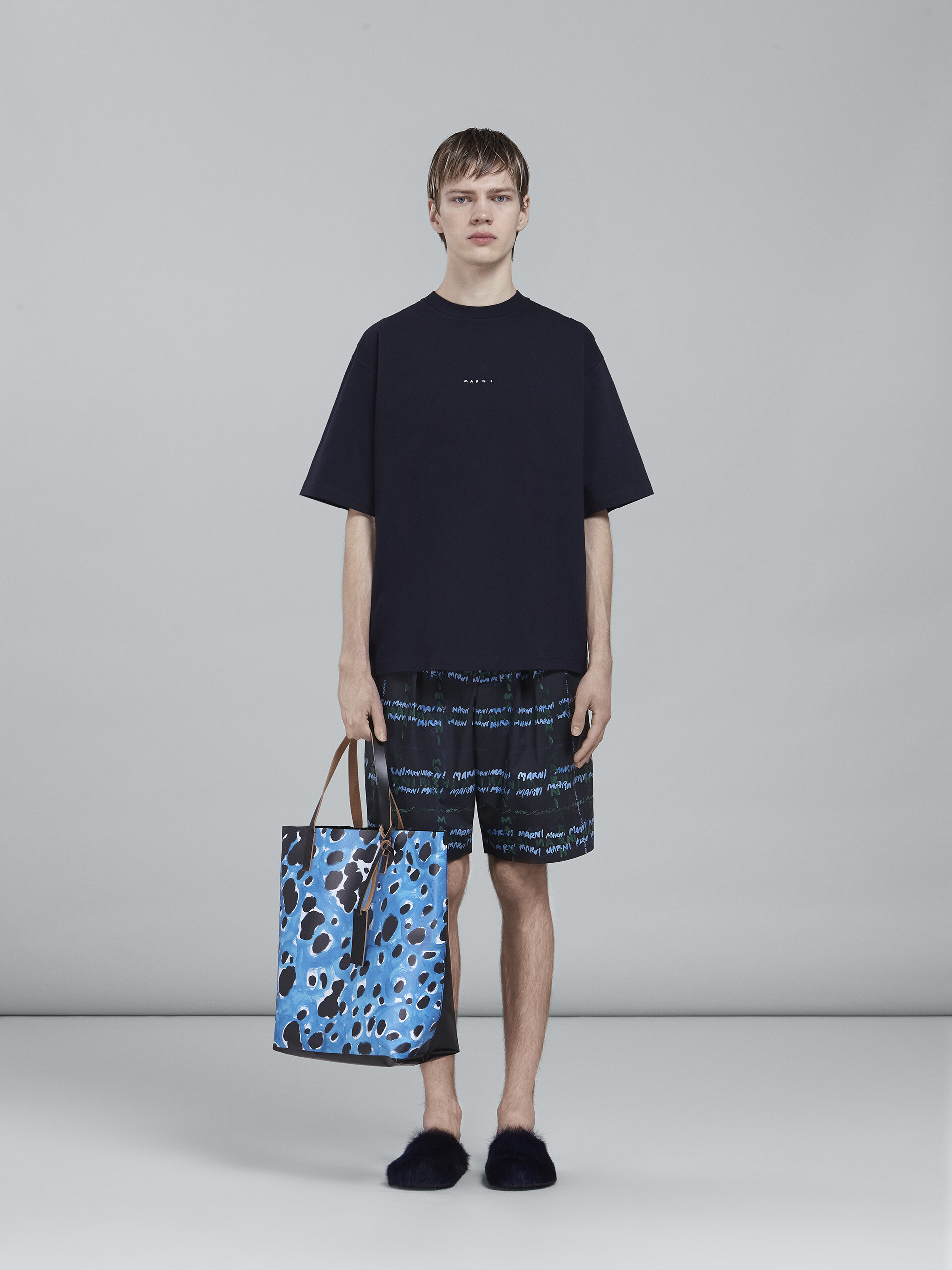 Blue Pop Dots print TRIBECA shopping bag | Marni